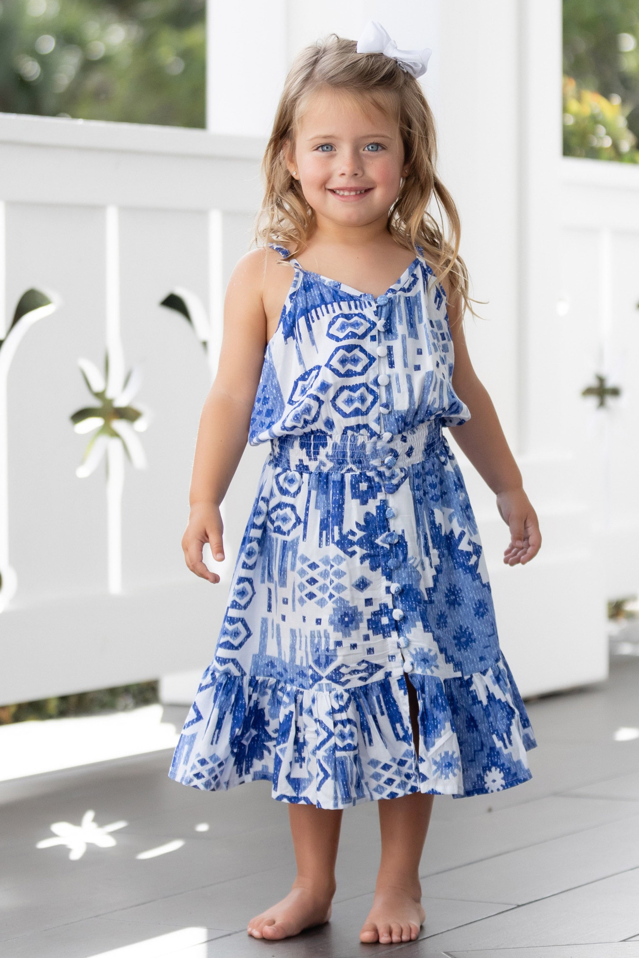 Girls Lala Dress / Indigo Ikat