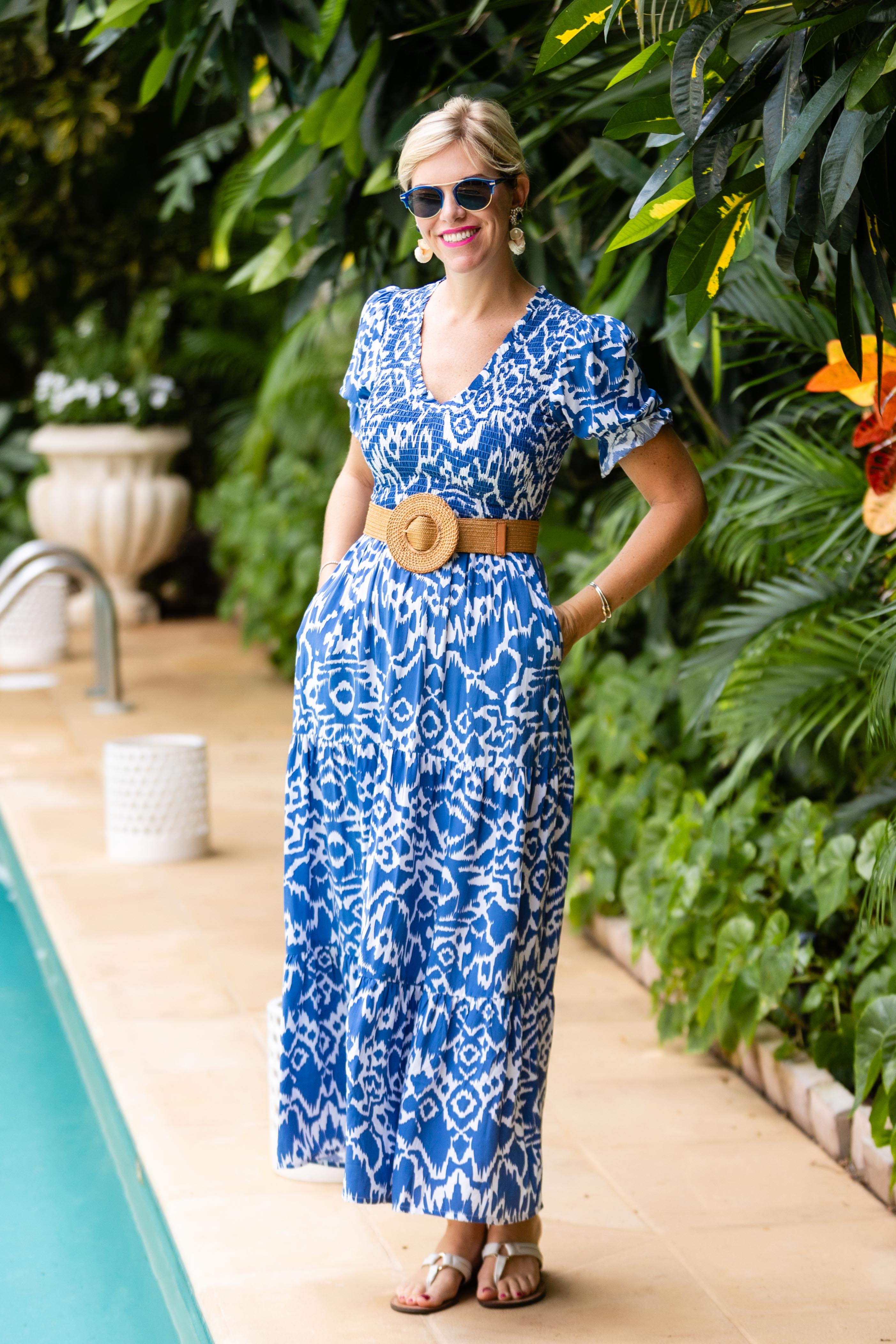 Nancy Dress / Denim Blue Ikat