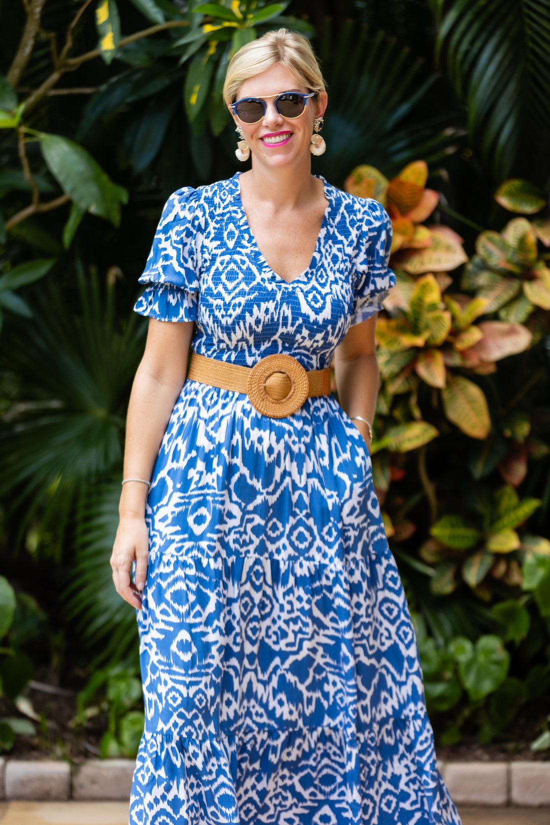 Nancy Dress / Denim Blue Ikat