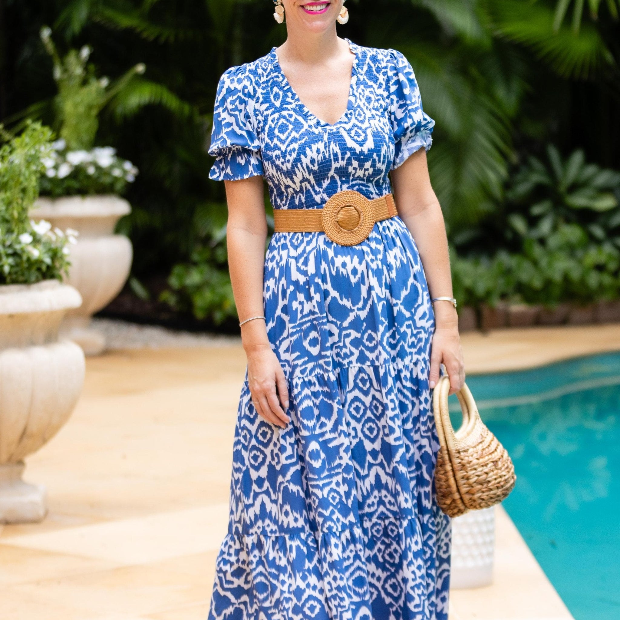 Nancy Dress / Denim Blue Ikat