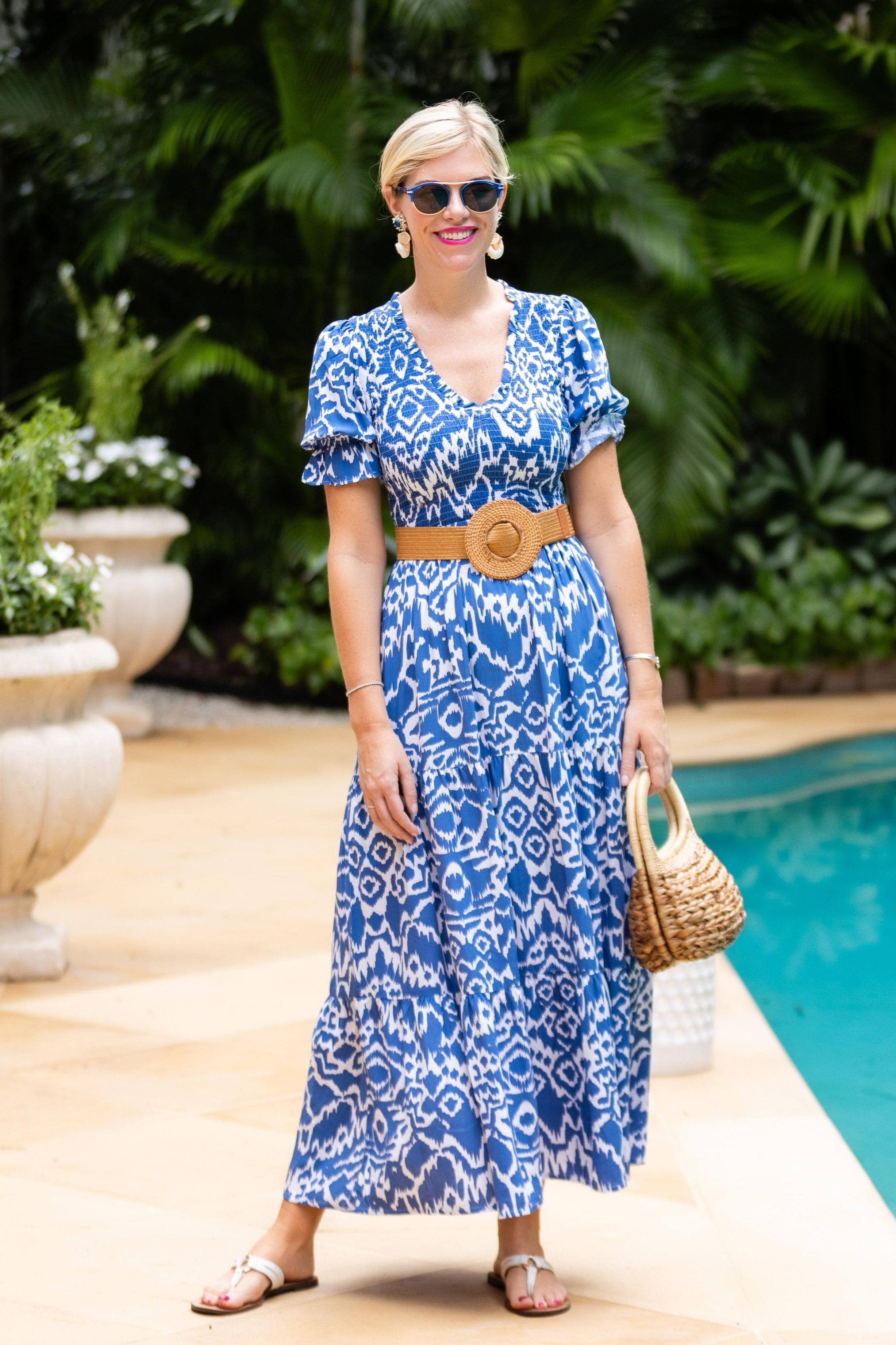 Nancy Dress / Denim Blue Ikat