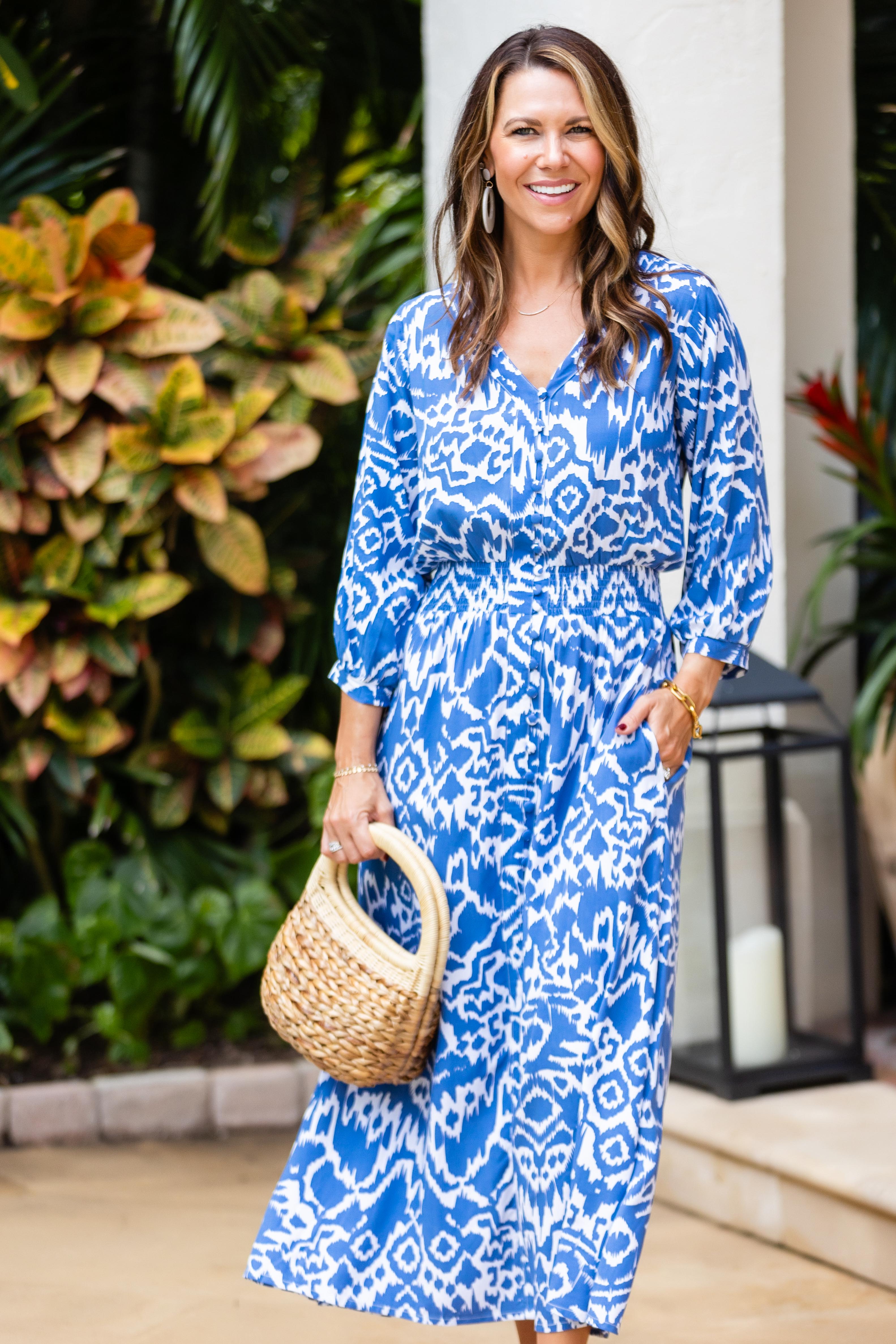 Kelsey Dress / Denim Blue Ikat