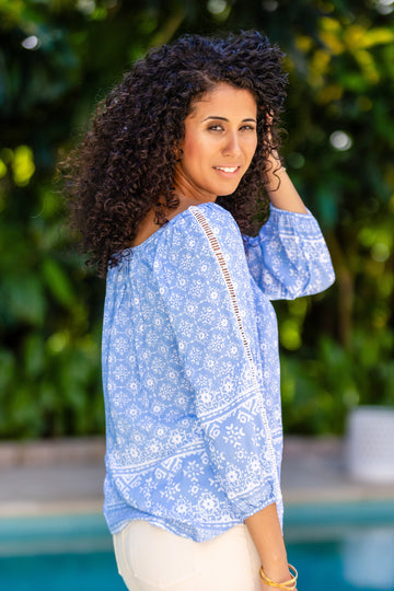 Peasant Top / Periwinkle Geo