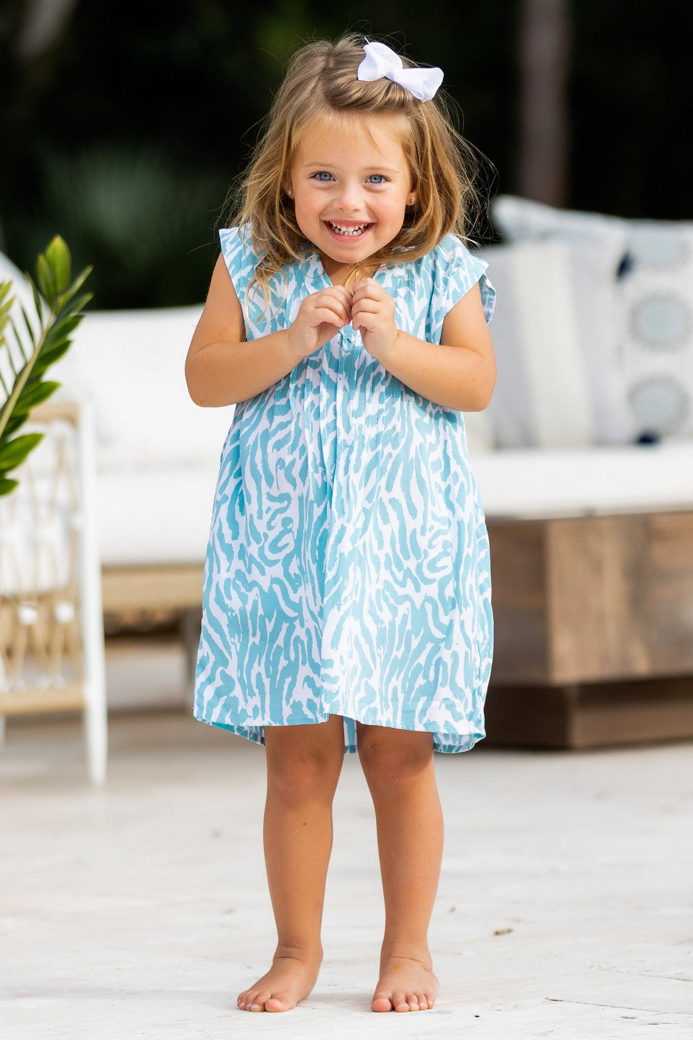 Girl's Kokomo Dress / Turquoise Zebra
