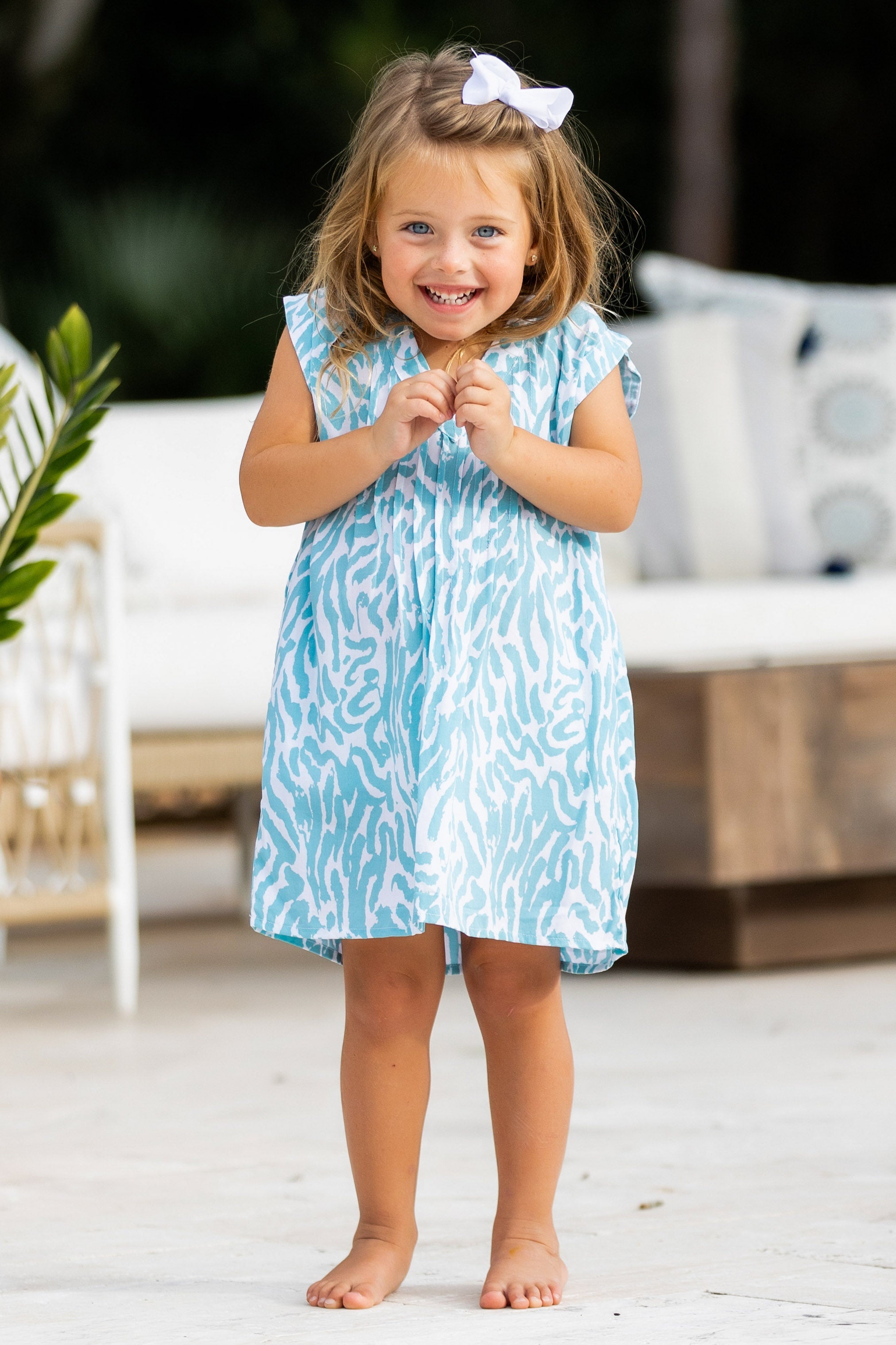 Girl's Kokomo Dress / Turquoise Zebra