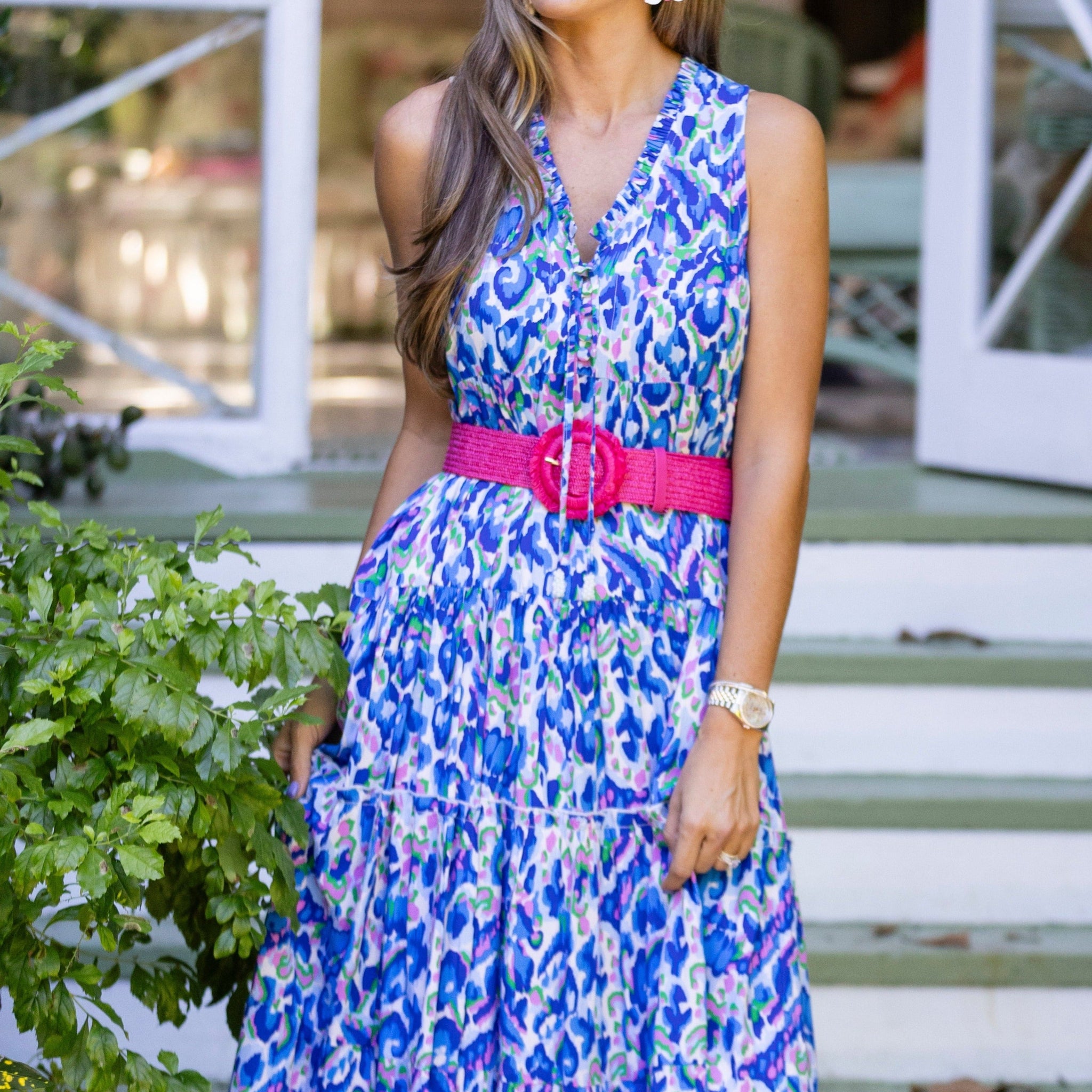 Kaia Dress Long / Pink-Cobalt
