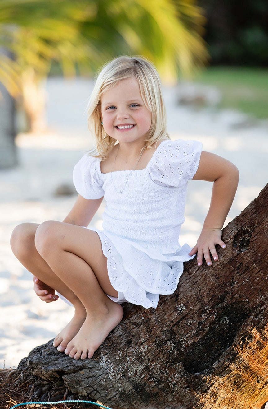 Girl's Kiki Set Top + Skirt / White Eyelet