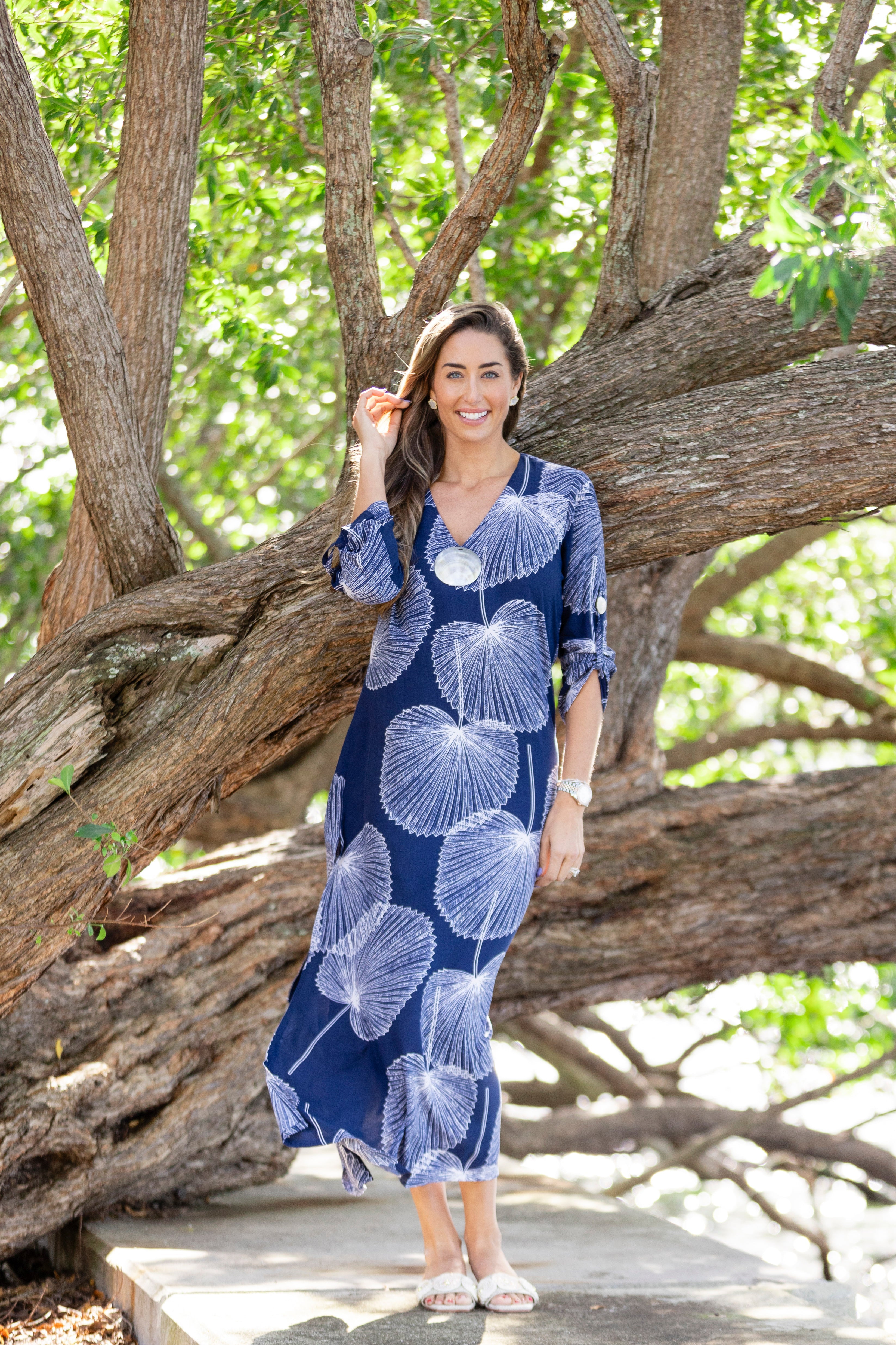 Seychelles Kaftan / Navy Palm