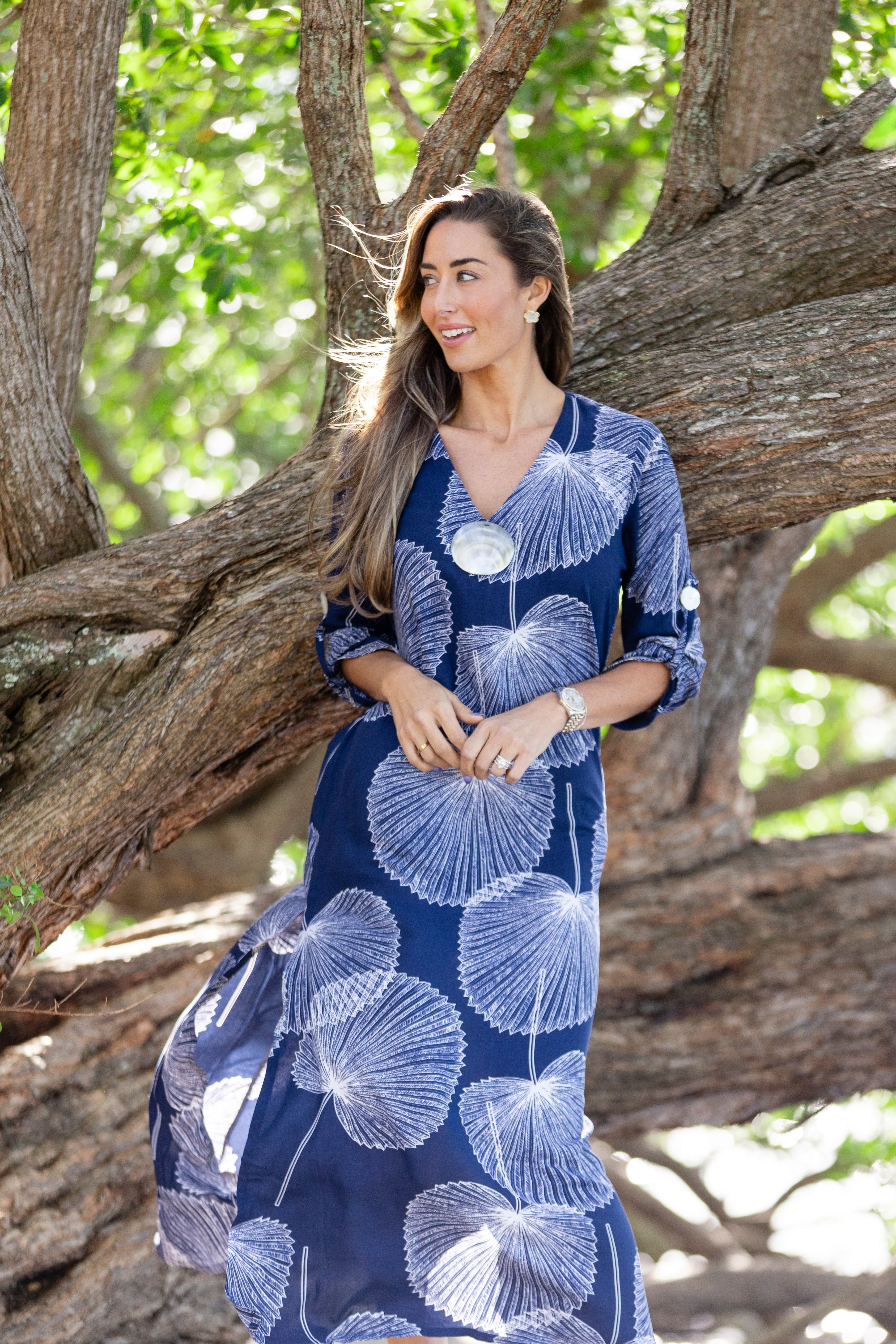Seychelles Kaftan / Navy Palm