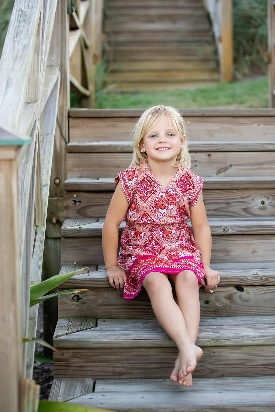 Girl's Anna Dress / Coral Diamond