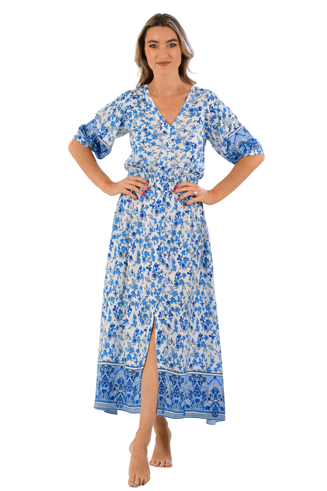 Kelsey Dress Long / Cobalt Floral