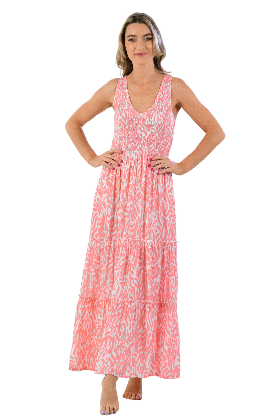 Amanda Dress / Coral Zebra