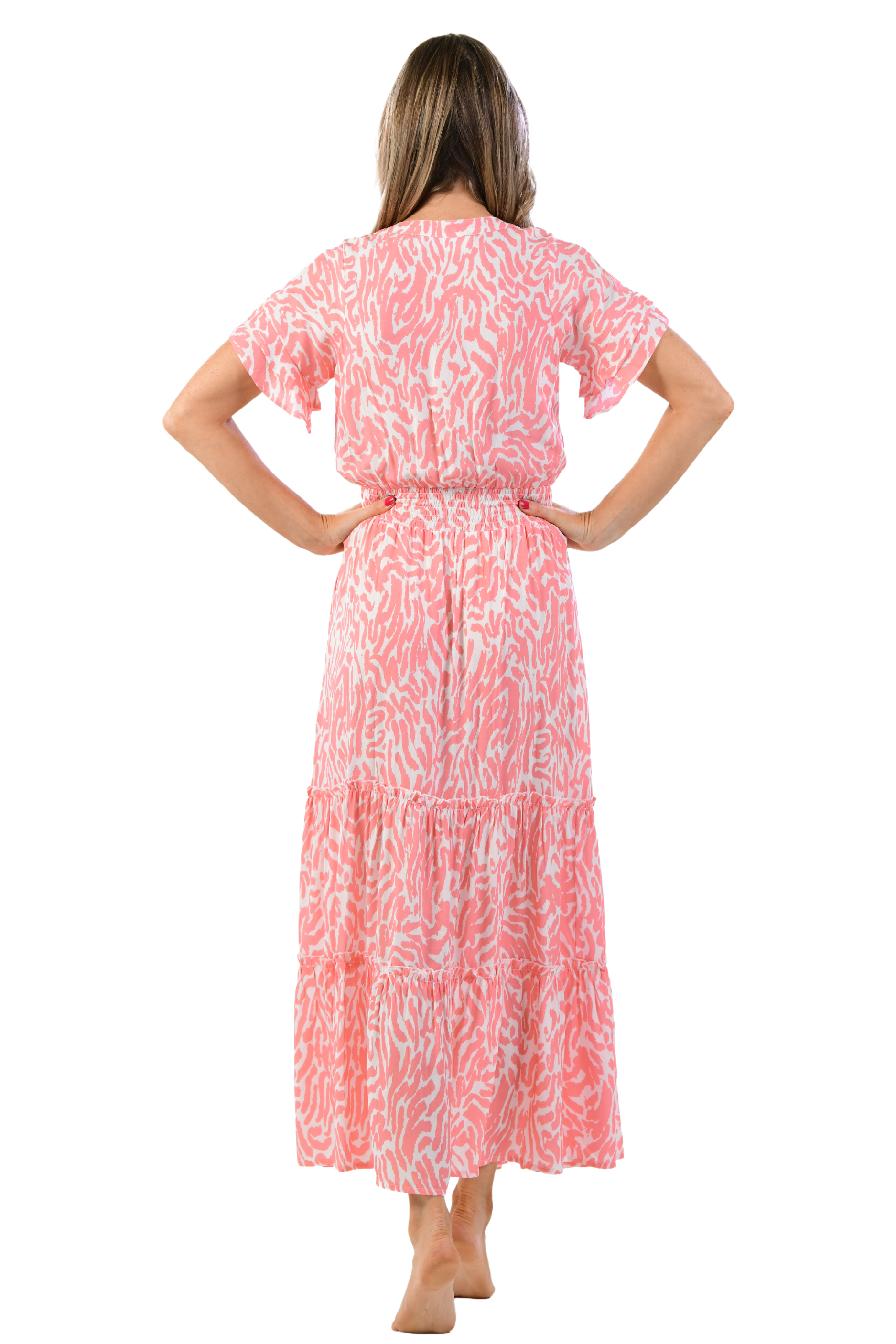 Christina Dress / Coral Zebra