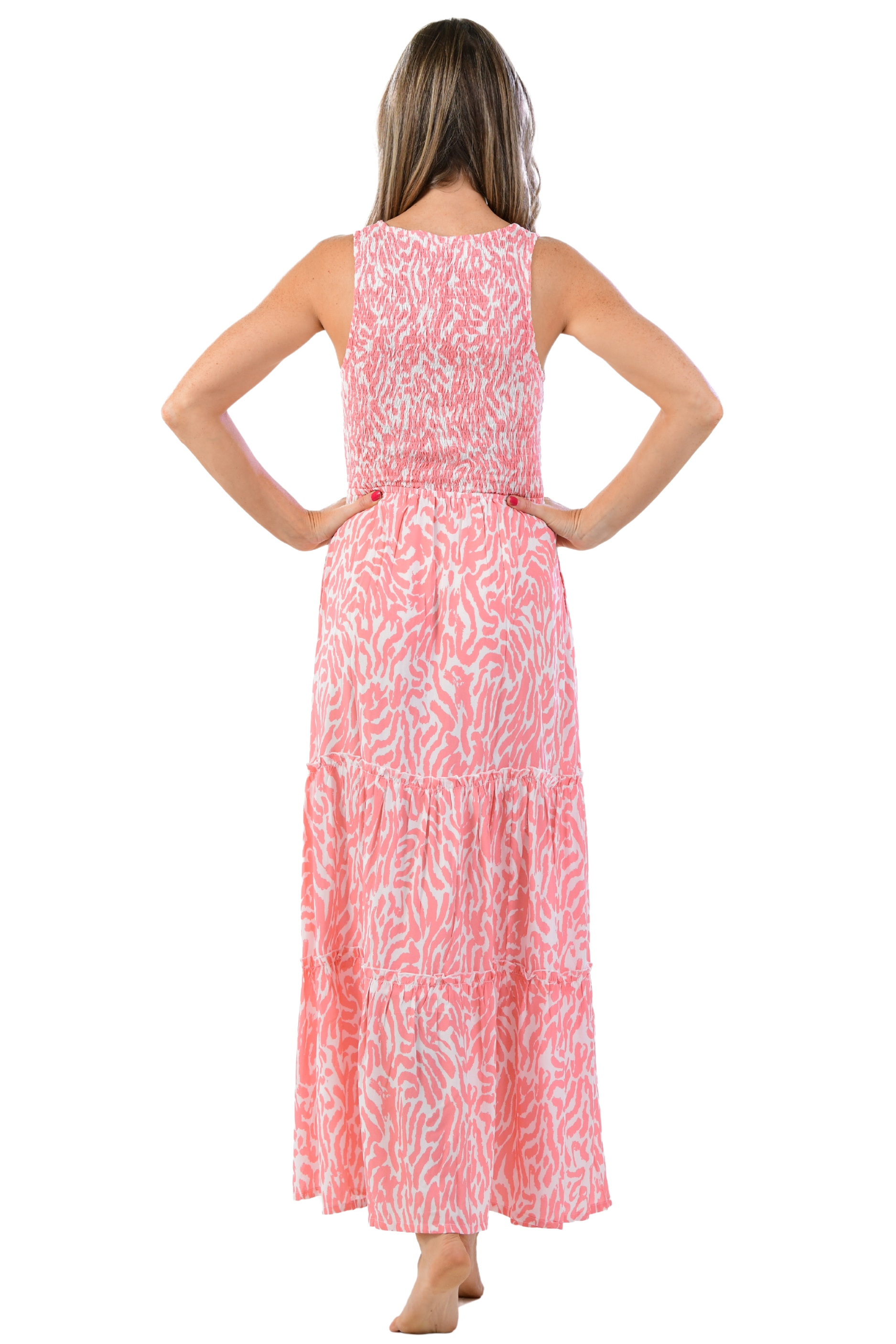 Amanda Dress / Coral Zebra