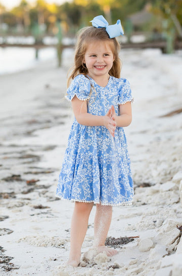 Girl's Annie Dress / Periwinkle Floral