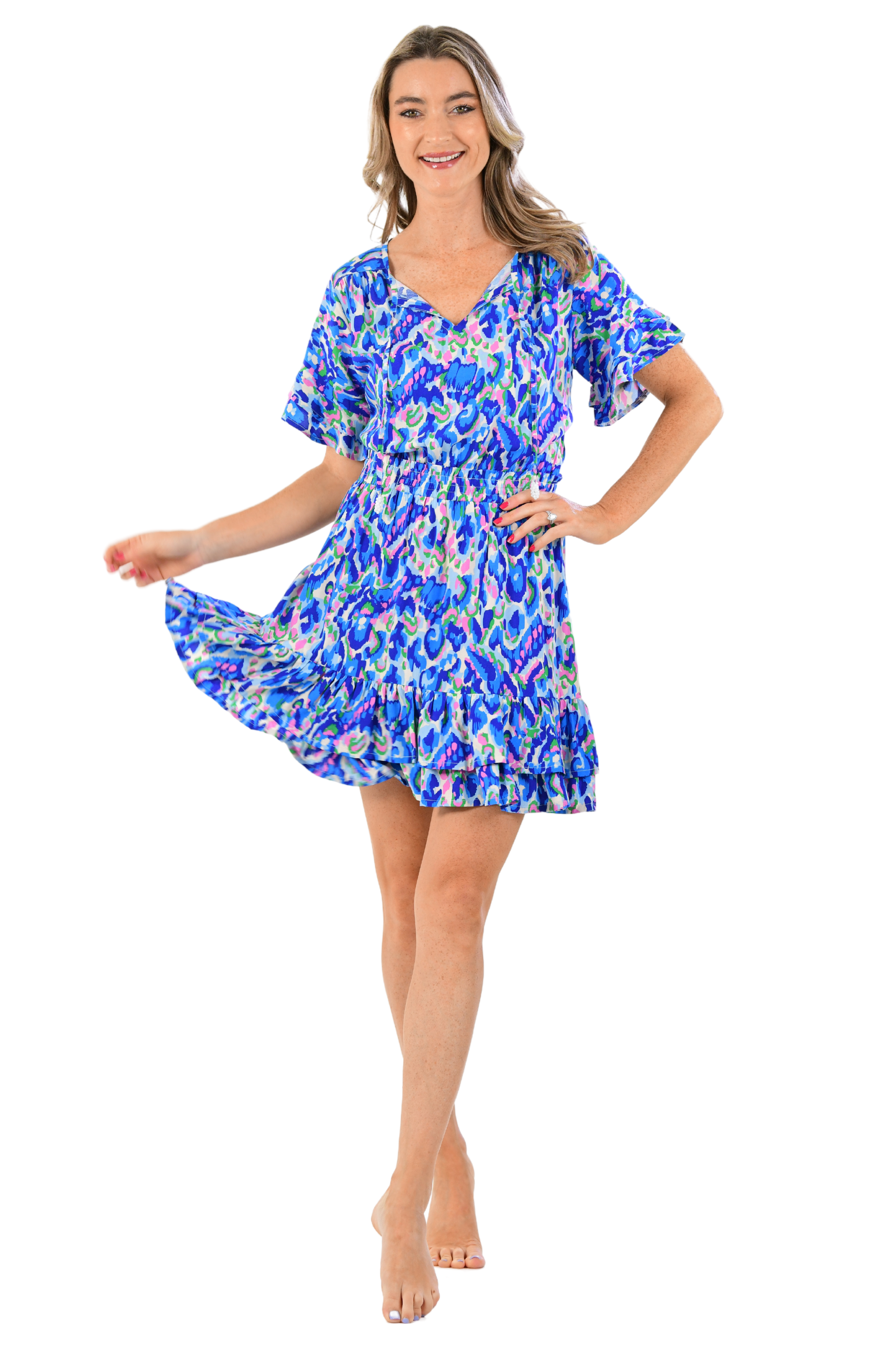 Courtney Dress / Pink-Cobalt