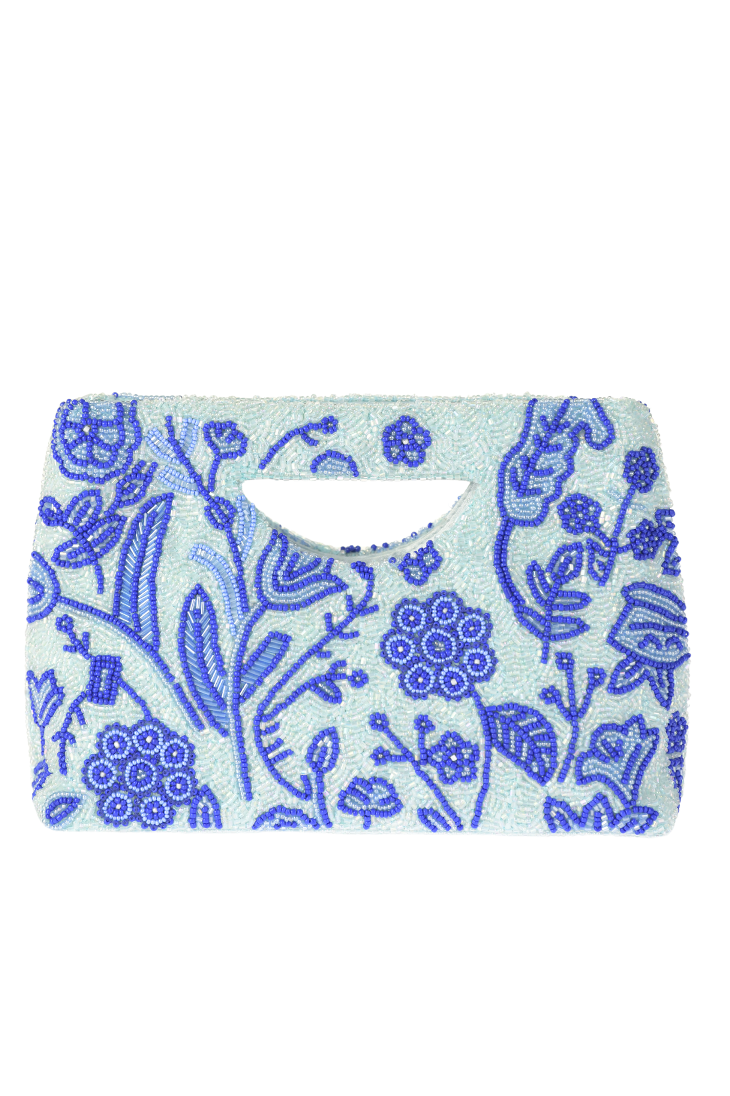 Beaded Cut Out Clutch / Blue Floral