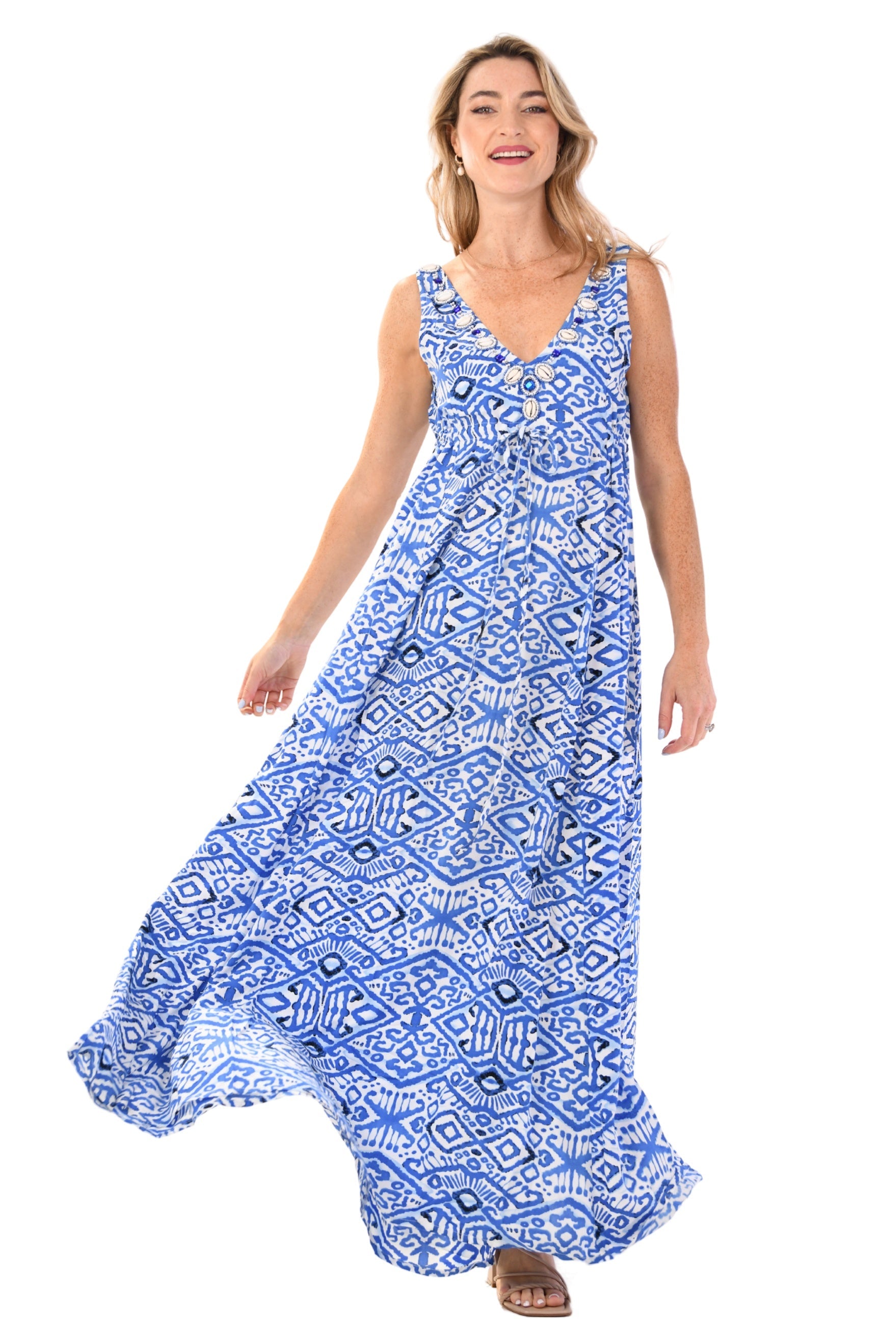 Venus Dress / Dark Blue Ikat
