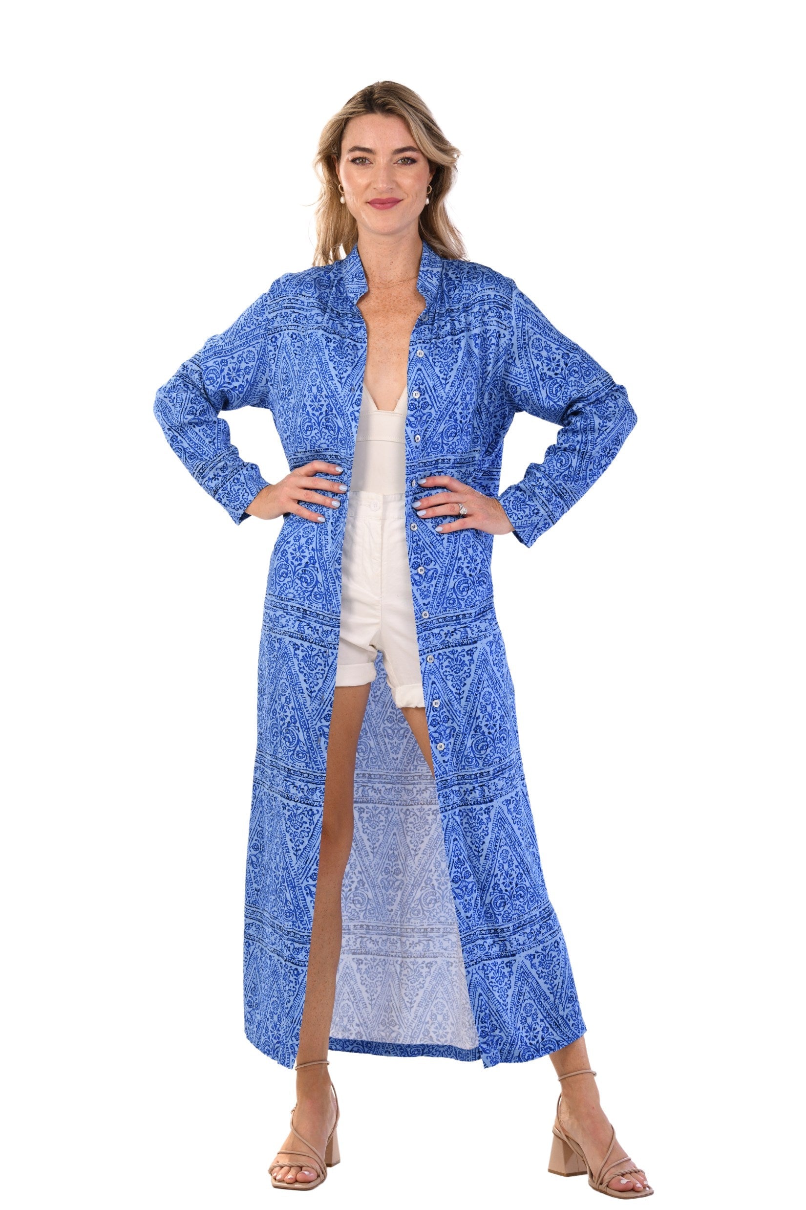 Mandarin Duster / Blue Denim