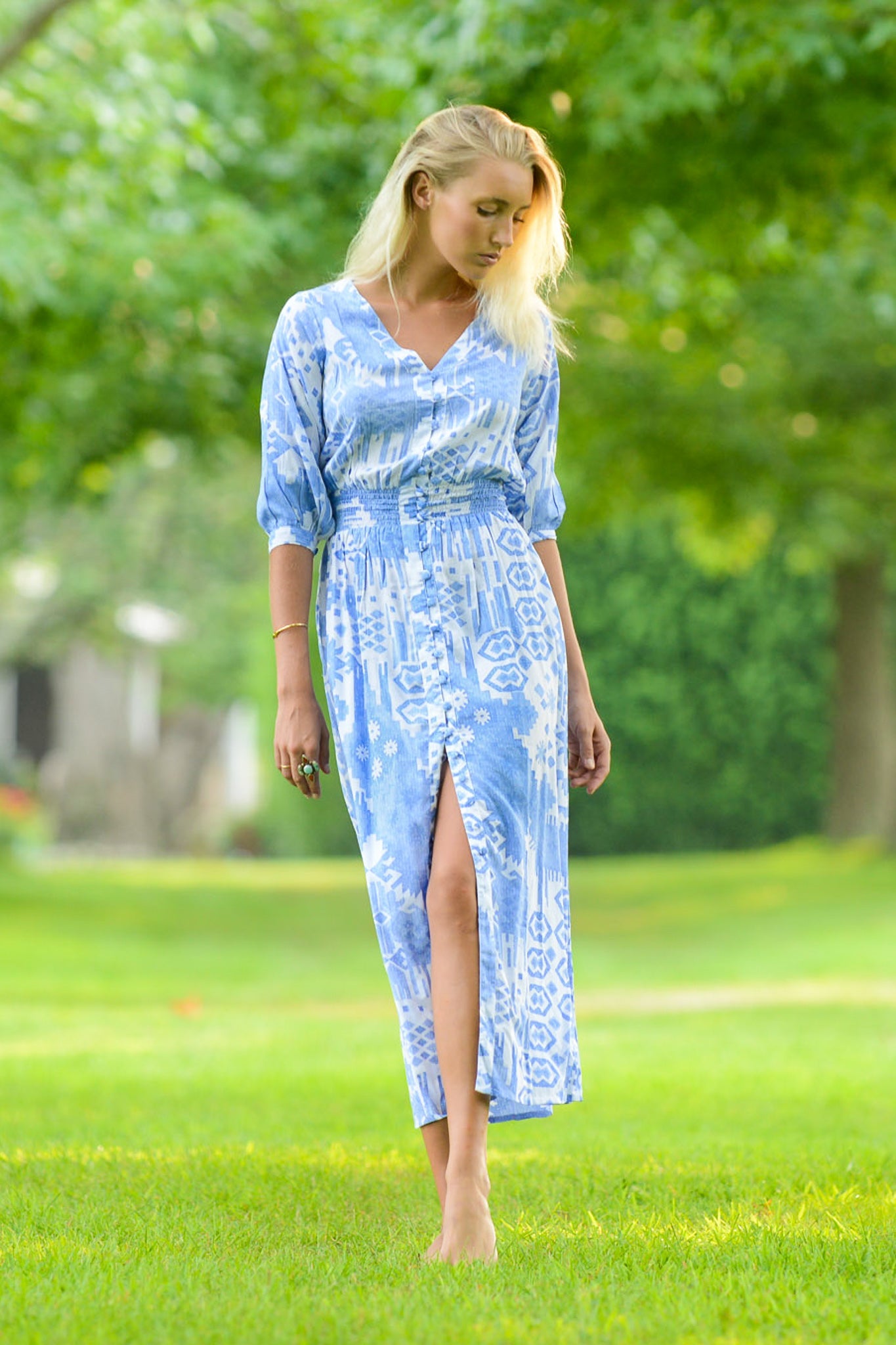 Kelsey Dress / Periwinkle Ikat