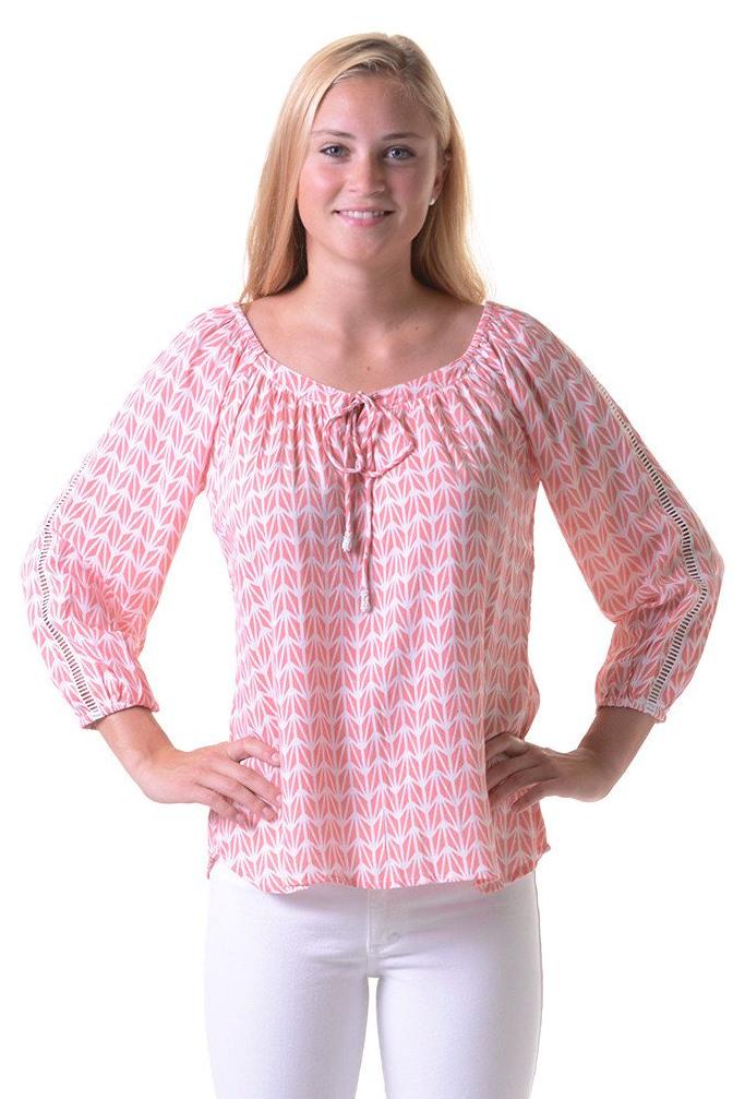 Peasant Top / Coral Geometric