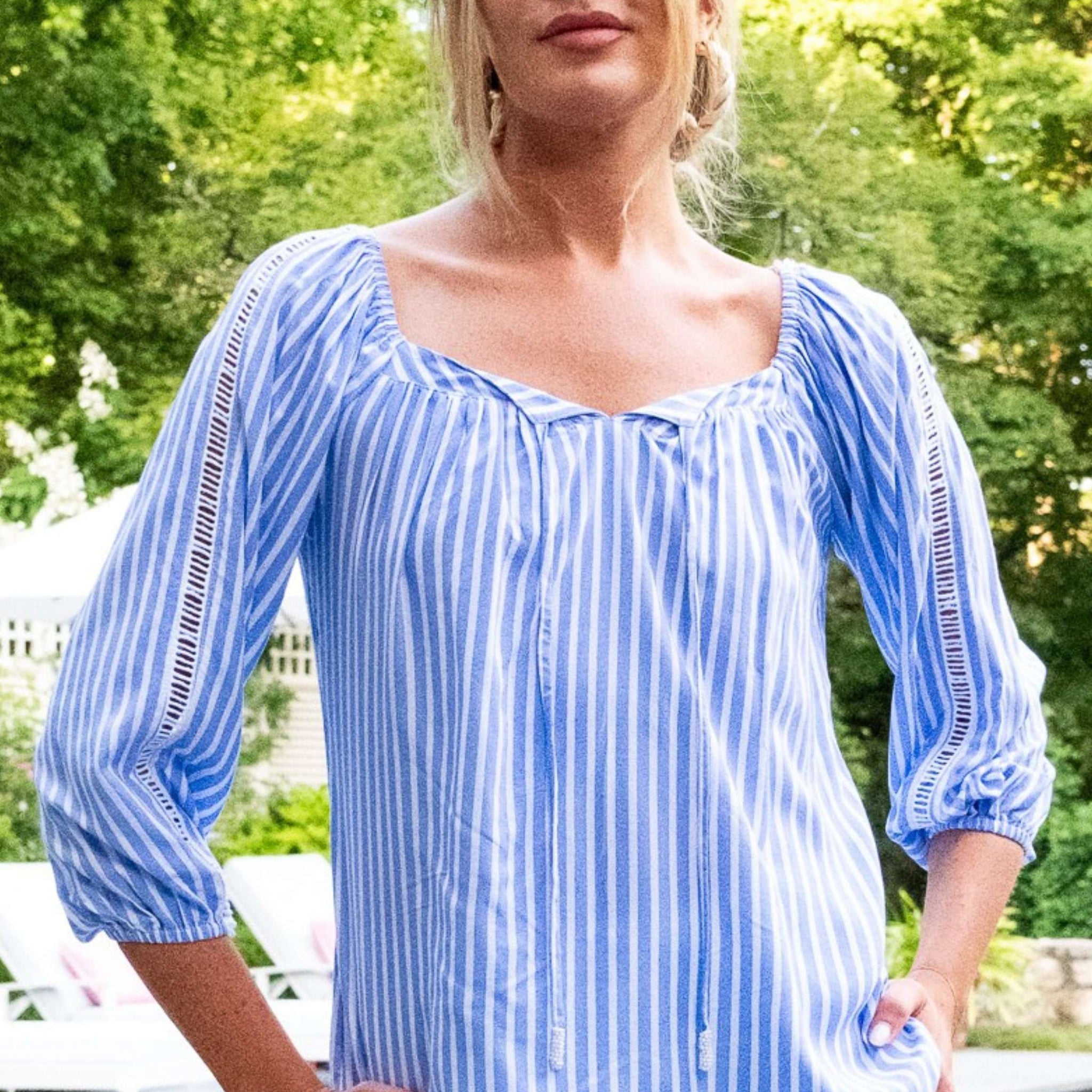 Peasant Top / Blue Stripe
