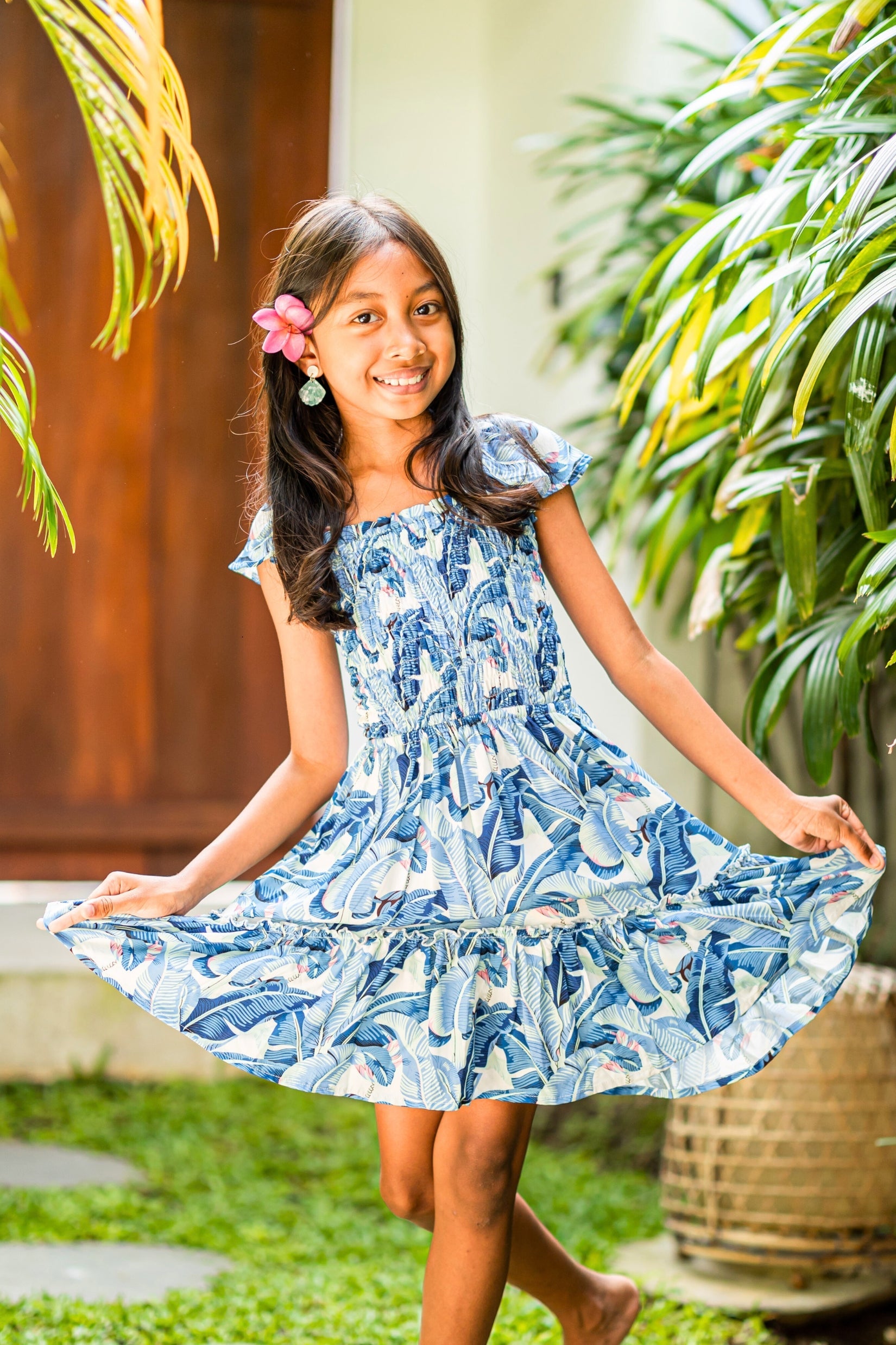 Girl's Matilda Dress / Cobalt Tropical