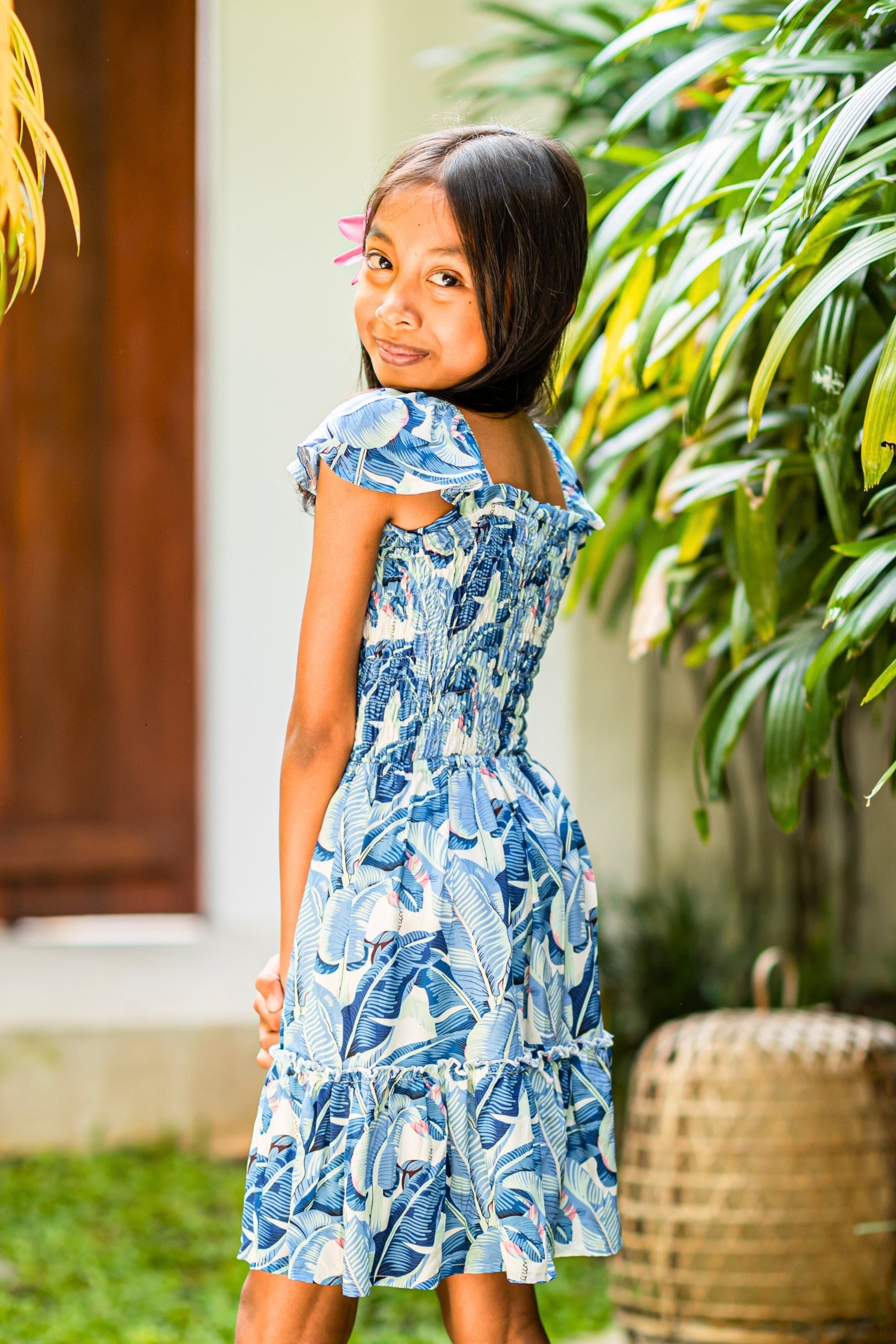 Girl's Matilda Dress / Cobalt Tropical