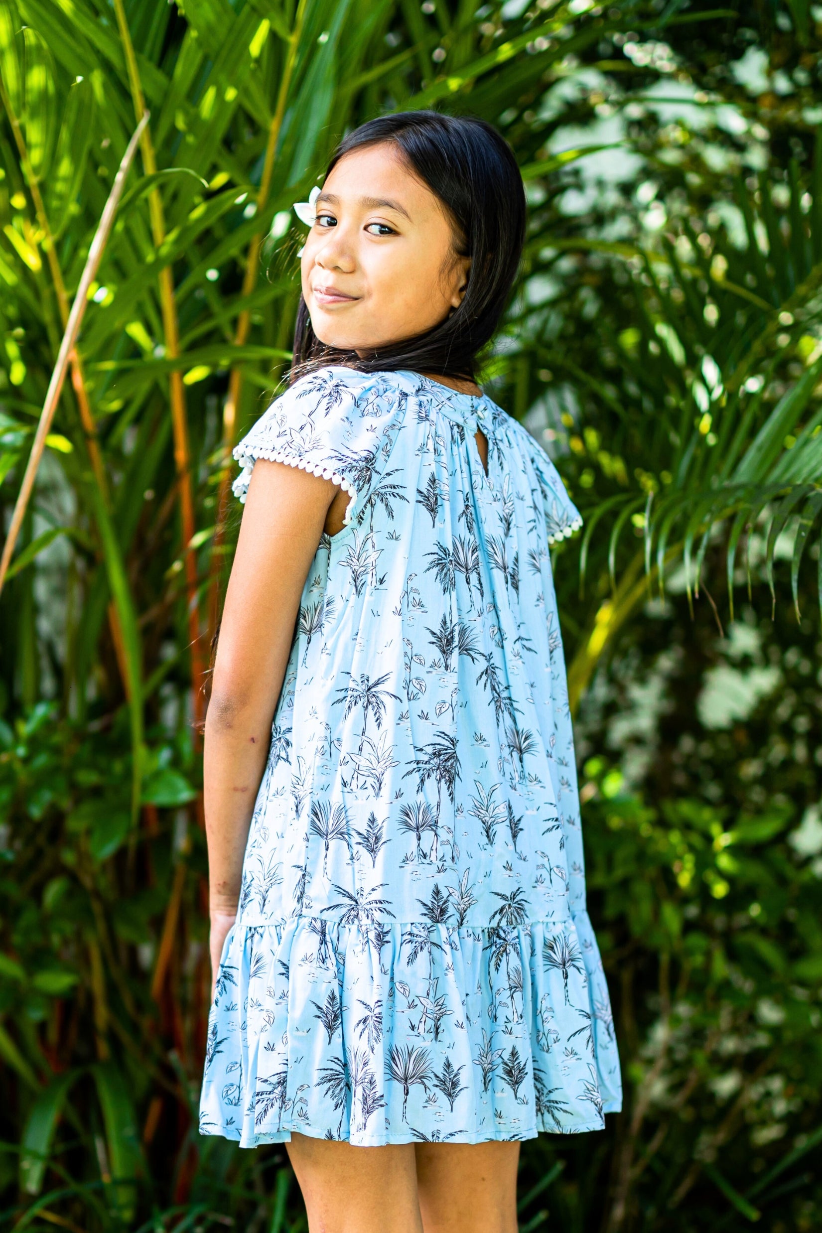 Girl's Ellie Dress / Blue Jungle