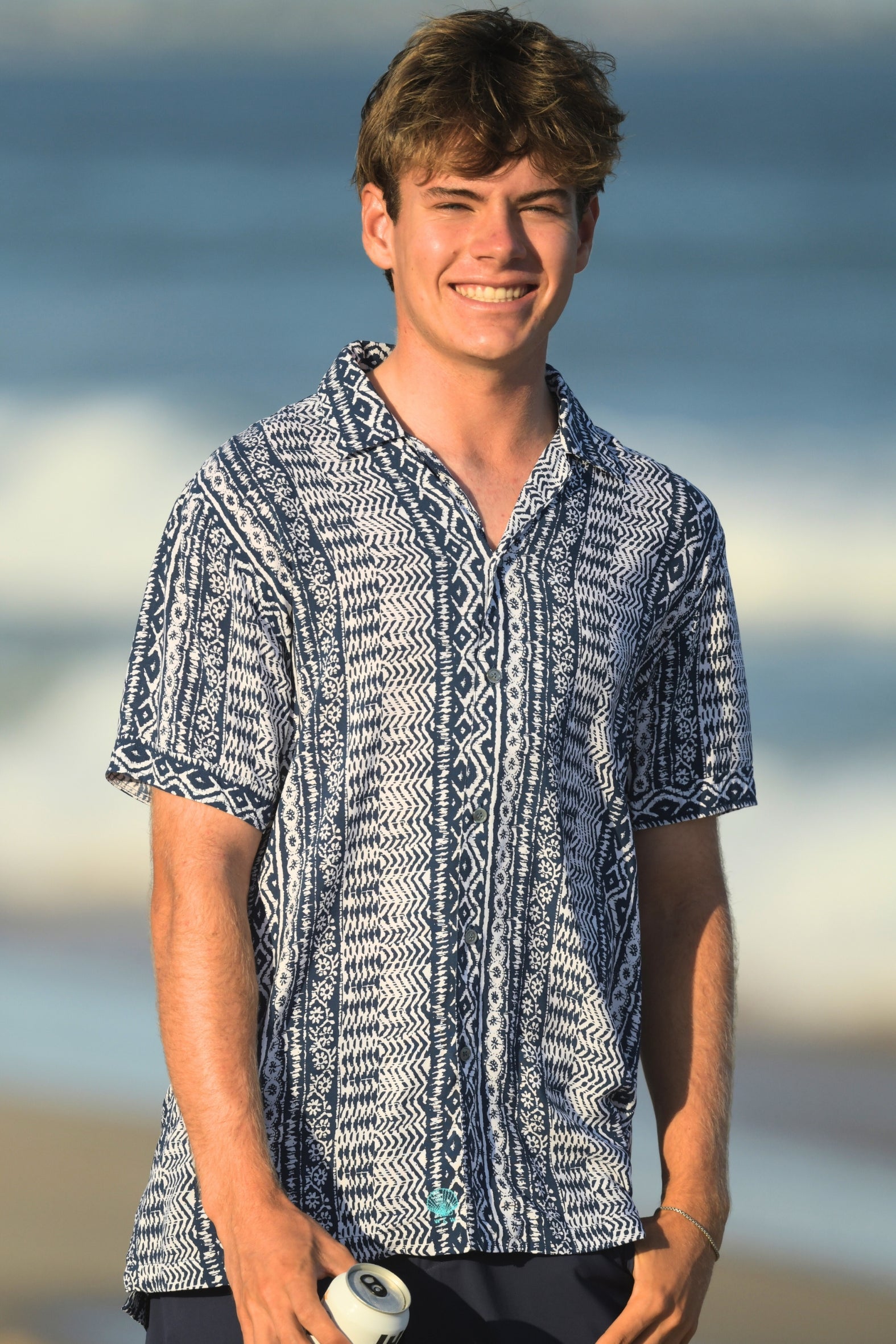 Men's Panama Shirt / Indigo Aztec