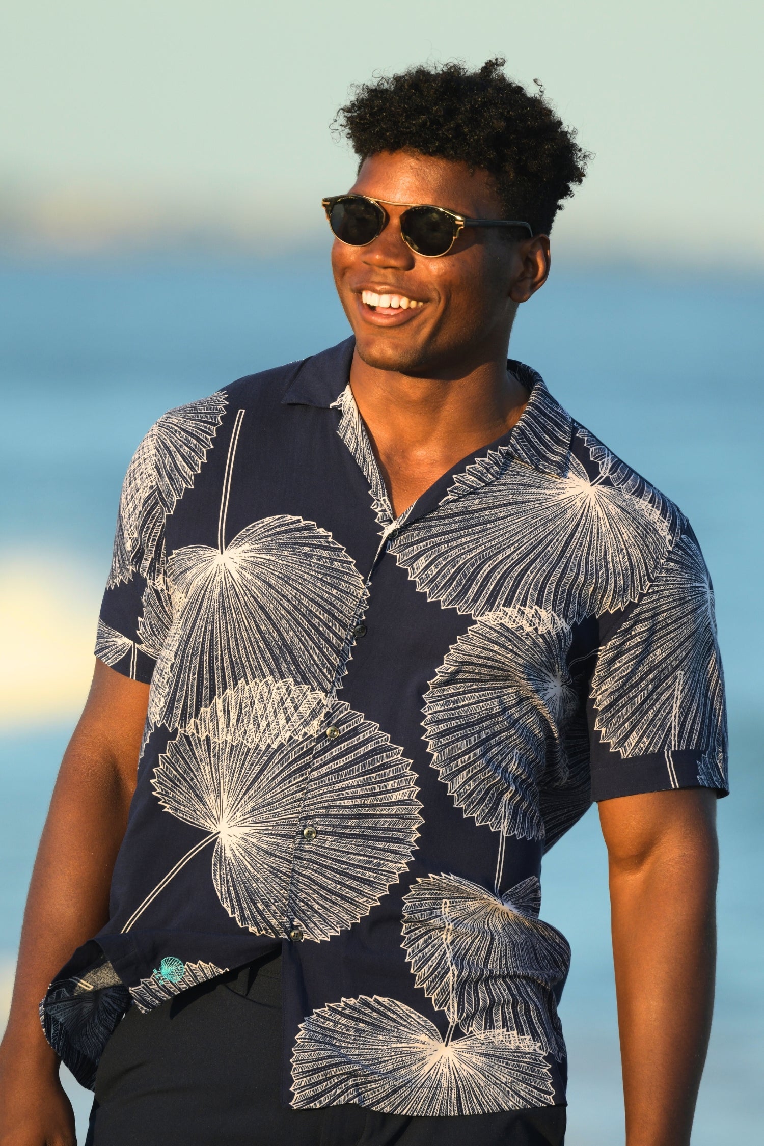 Men's Panama Shirt / Navy Palm