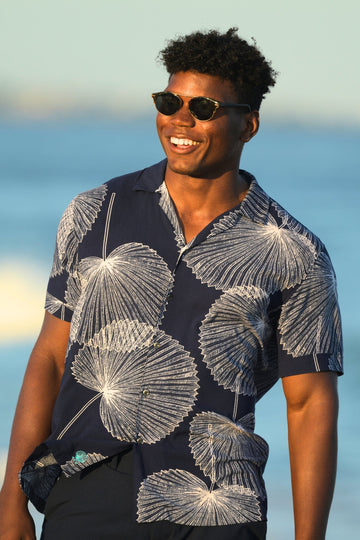 Men's Panama Shirt / Navy Palm