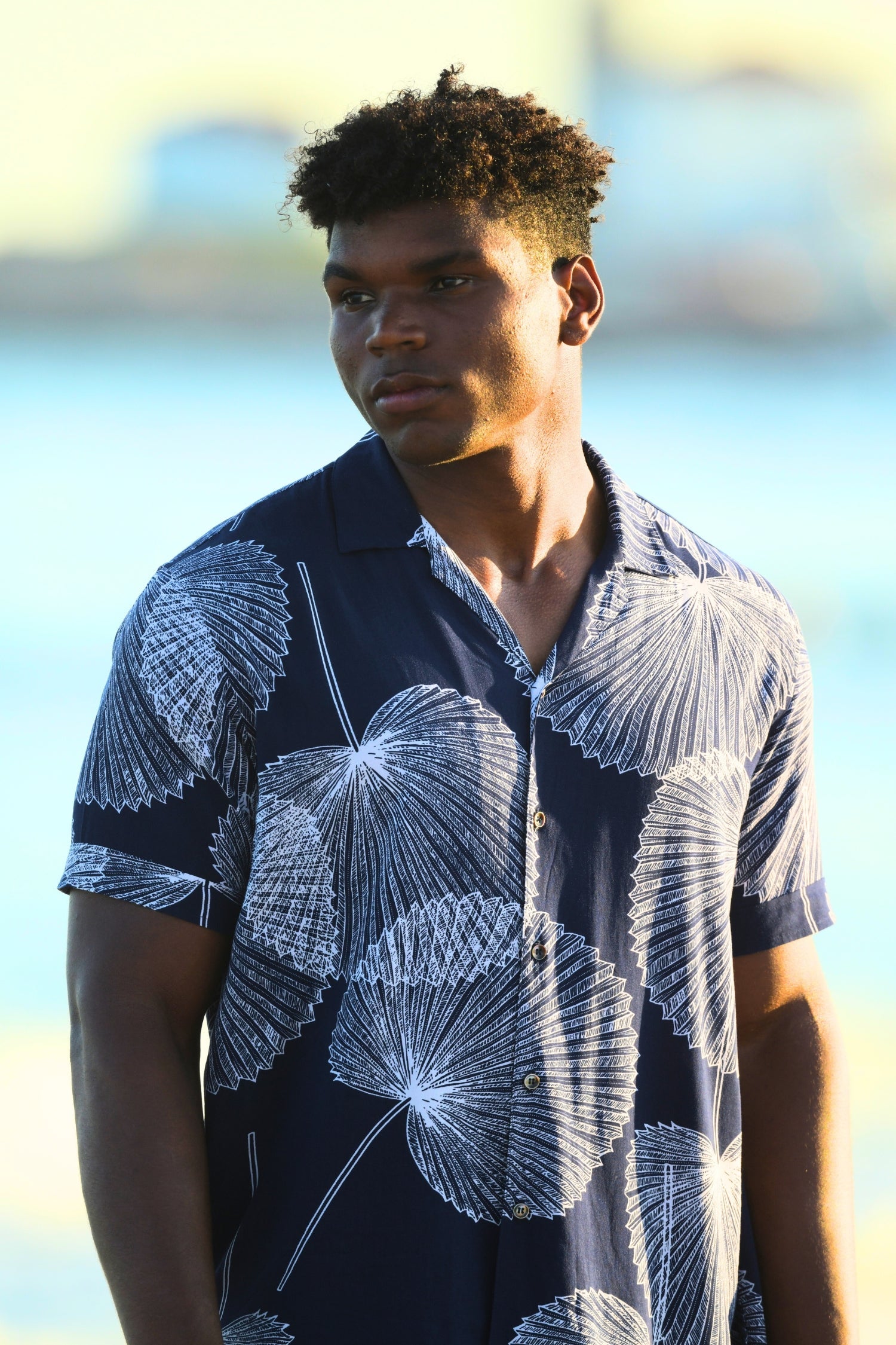Men's Panama Shirt / Navy Palm