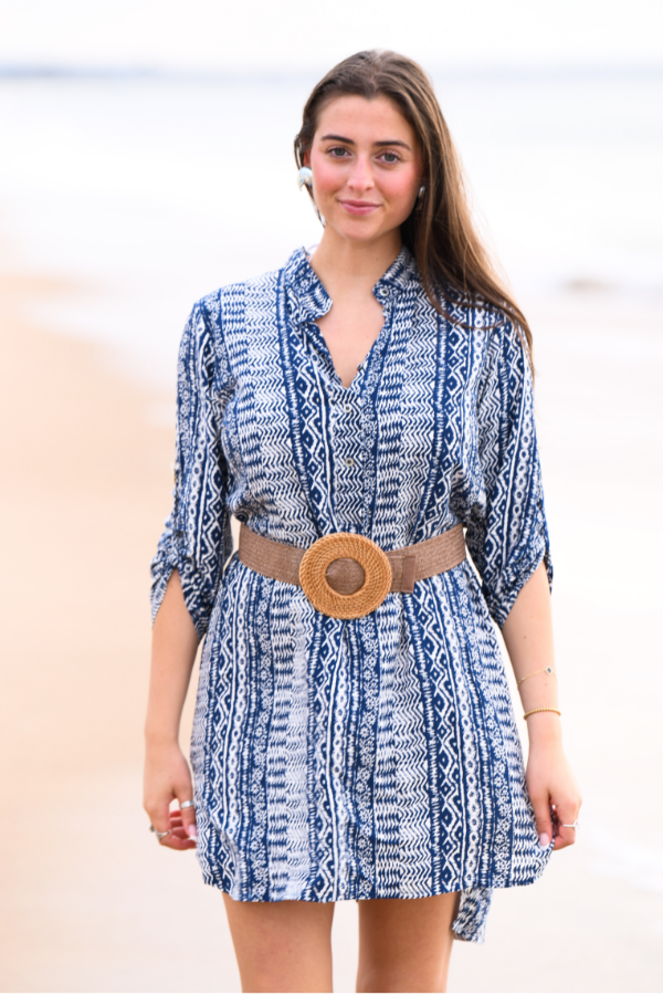 Day Tripper Dress / Indigo Aztec