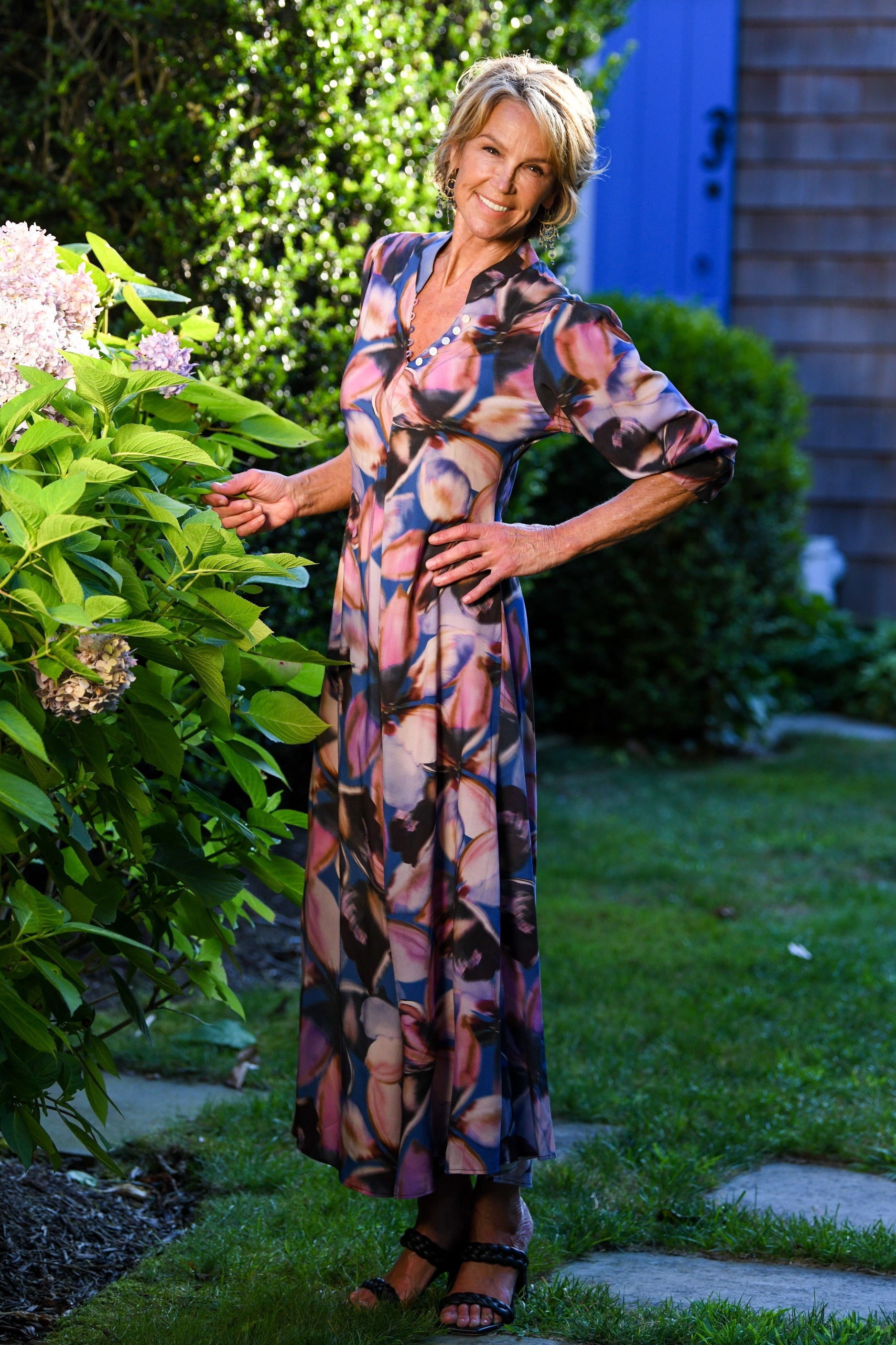 Daphne Dress / Dusty Pink and Blue