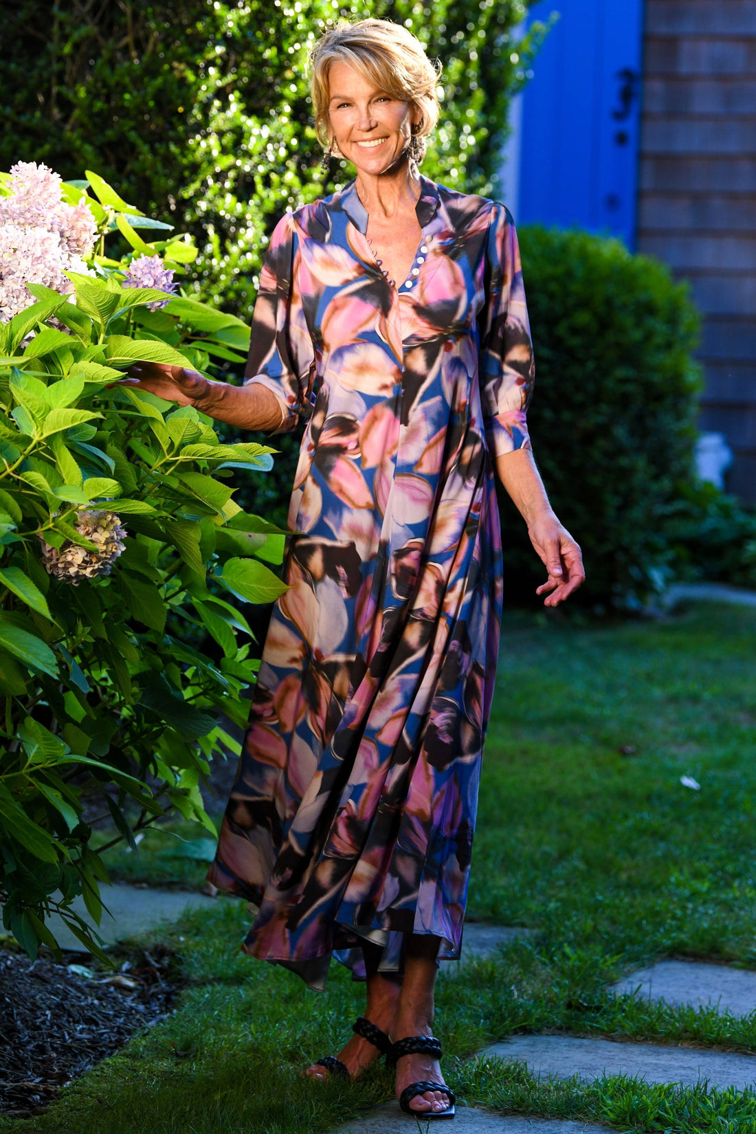 Daphne Dress / Dusty Pink and Blue