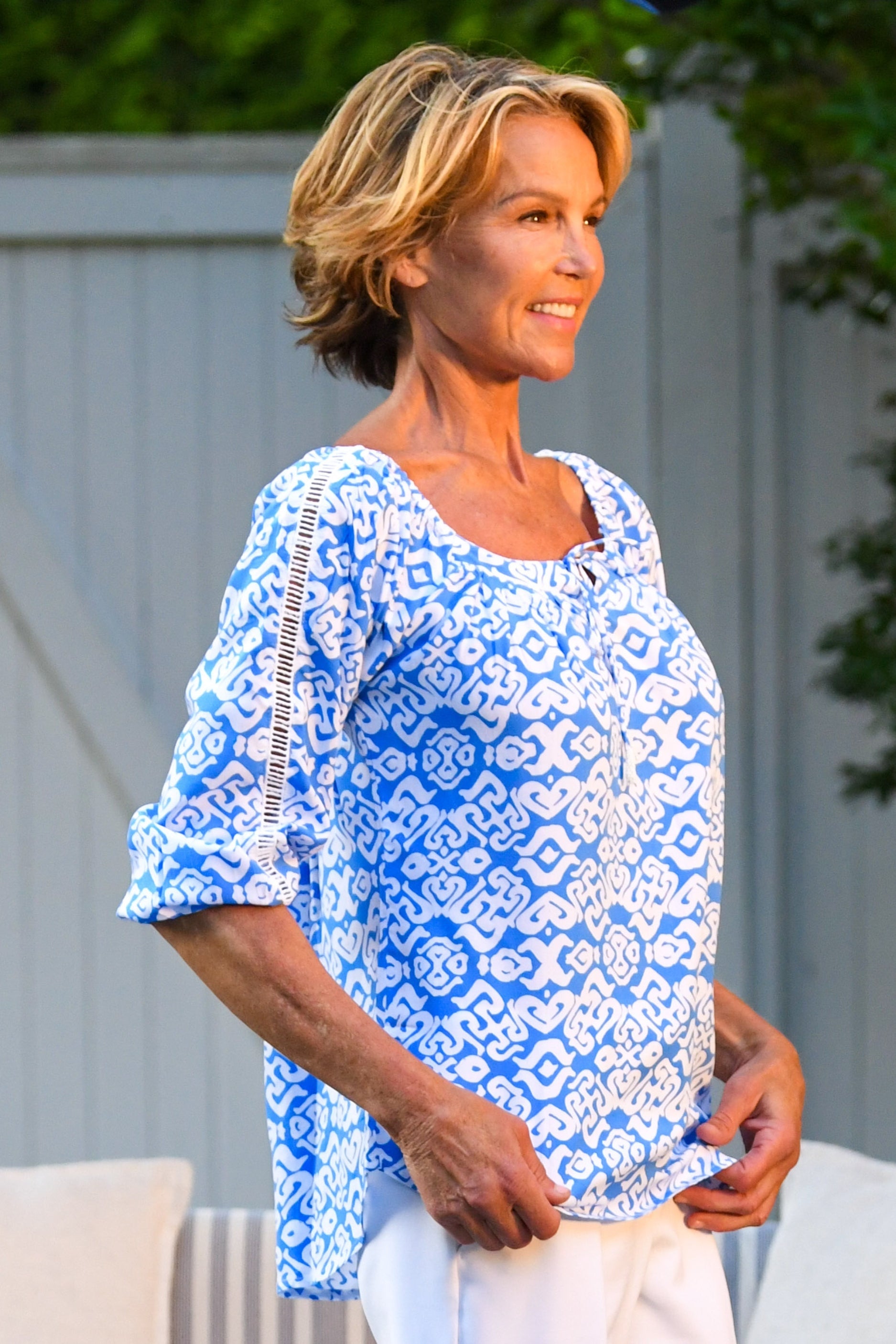 Peasant Top / Cornflower Blue Geo