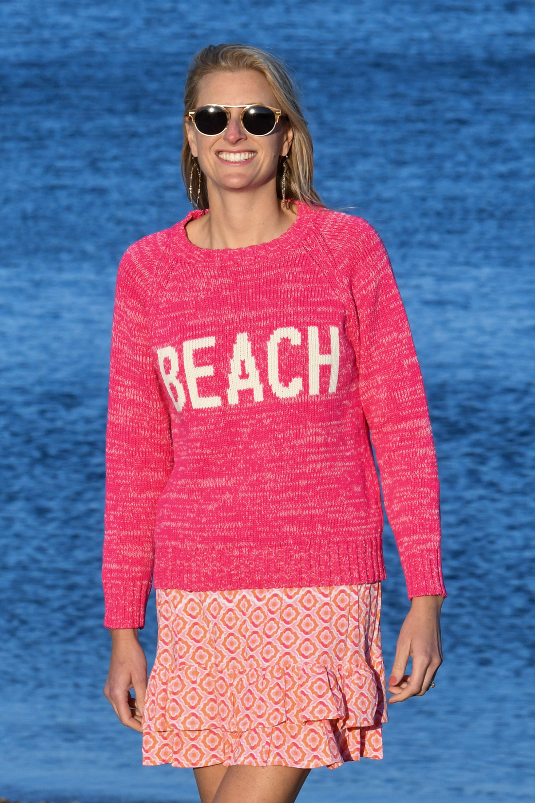 Beach Sweater / Pink White