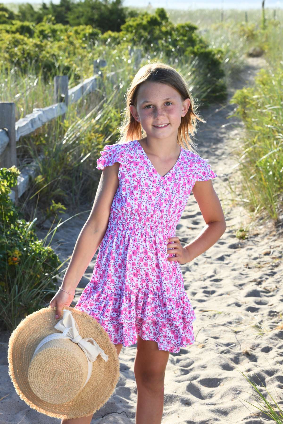 Girl's Zoe Dress / Pink Poppy