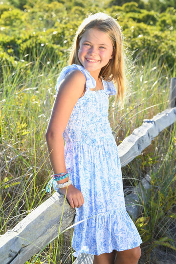 Girl's Matilda Dress / Blue Fish