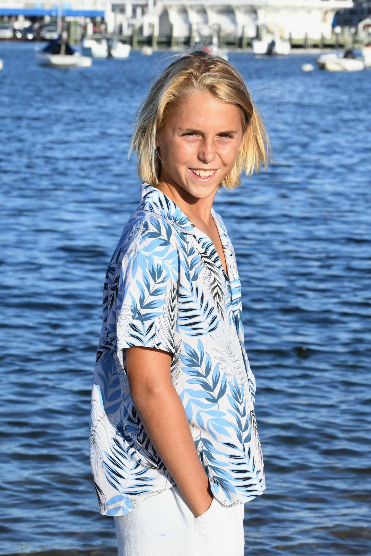 Boy's Panama Shirt / Blue Fern