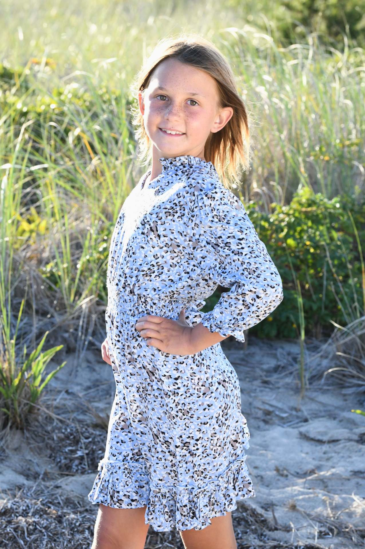 Girl's Layla Dress / Snow Leopard