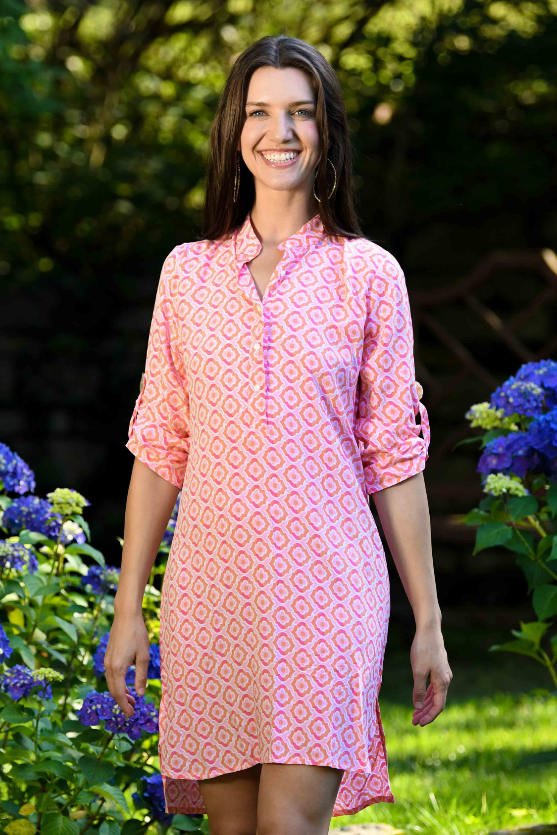 Day Tripper Dress / Orange & Pink Tiles