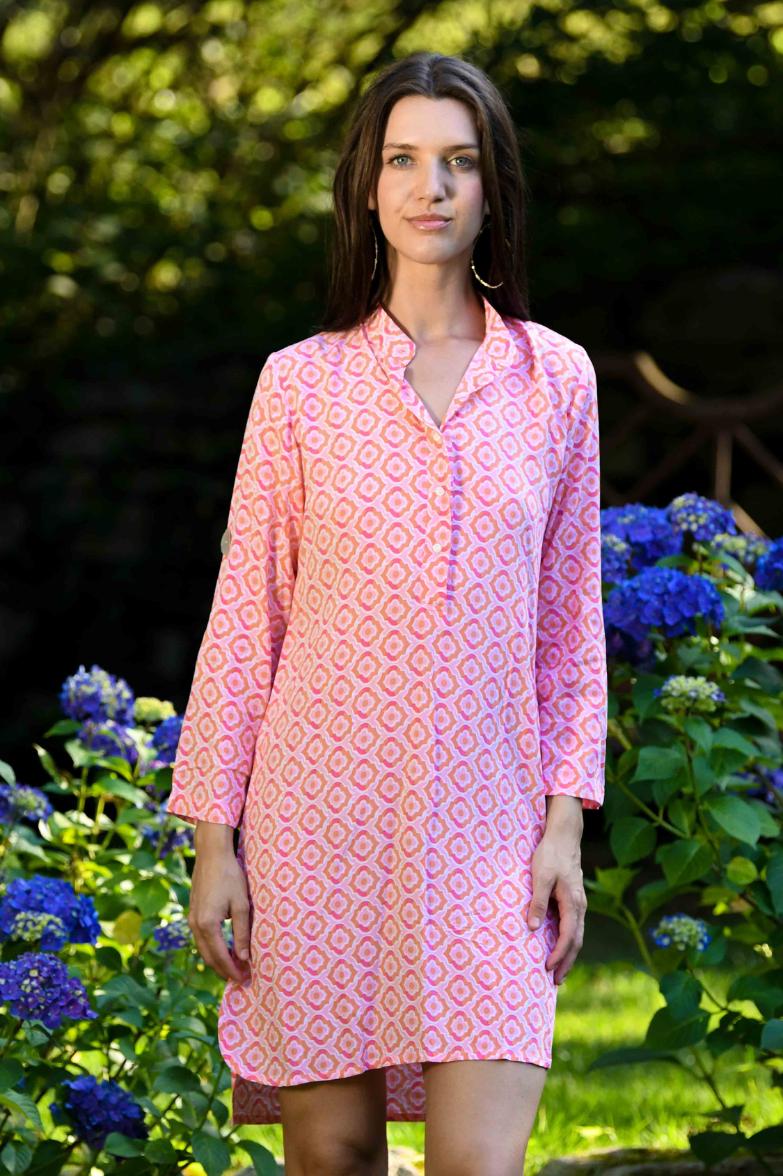 Day Tripper Dress / Orange & Pink Tiles