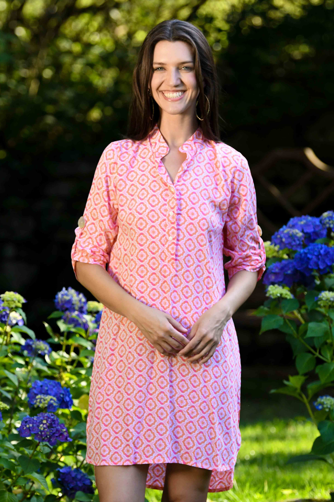 Day Tripper Dress / Orange & Pink Tiles