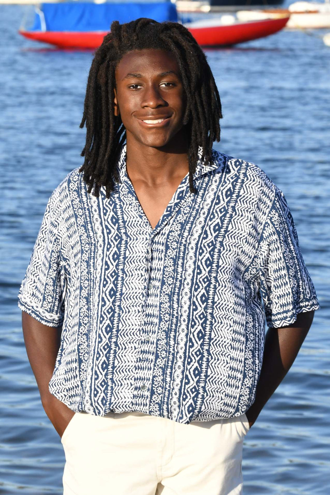 Men's Panama Shirt / Indigo Aztec