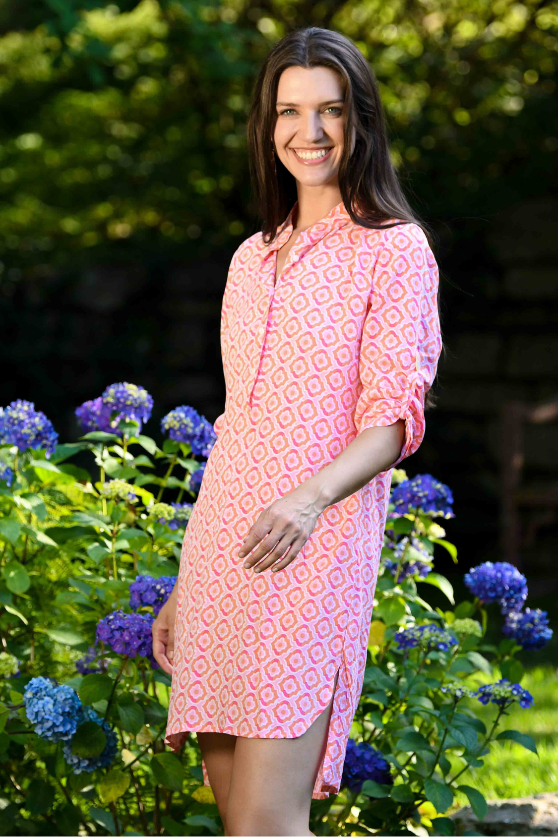 Day Tripper Dress / Orange & Pink Tiles