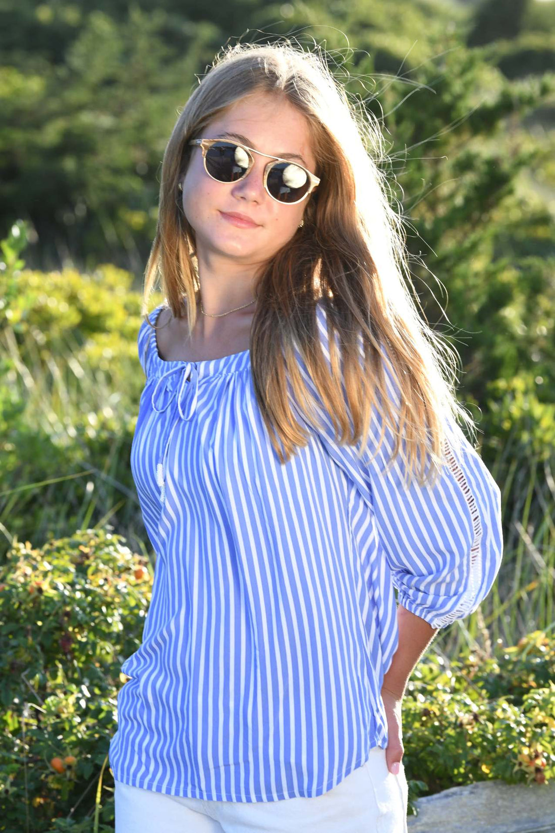 Peasant Top / Blue Stripe