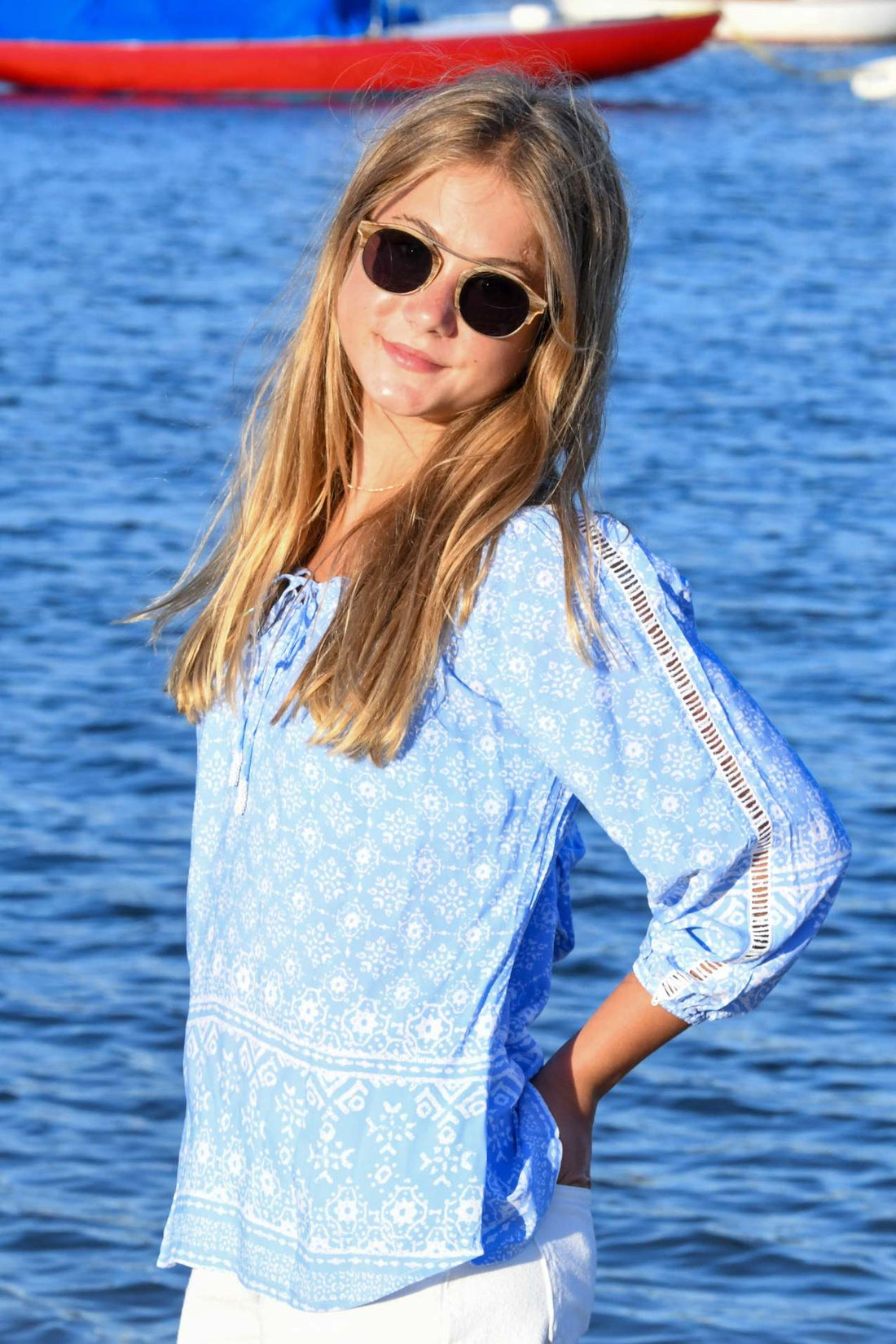 Peasant Top / Periwinkle Geo