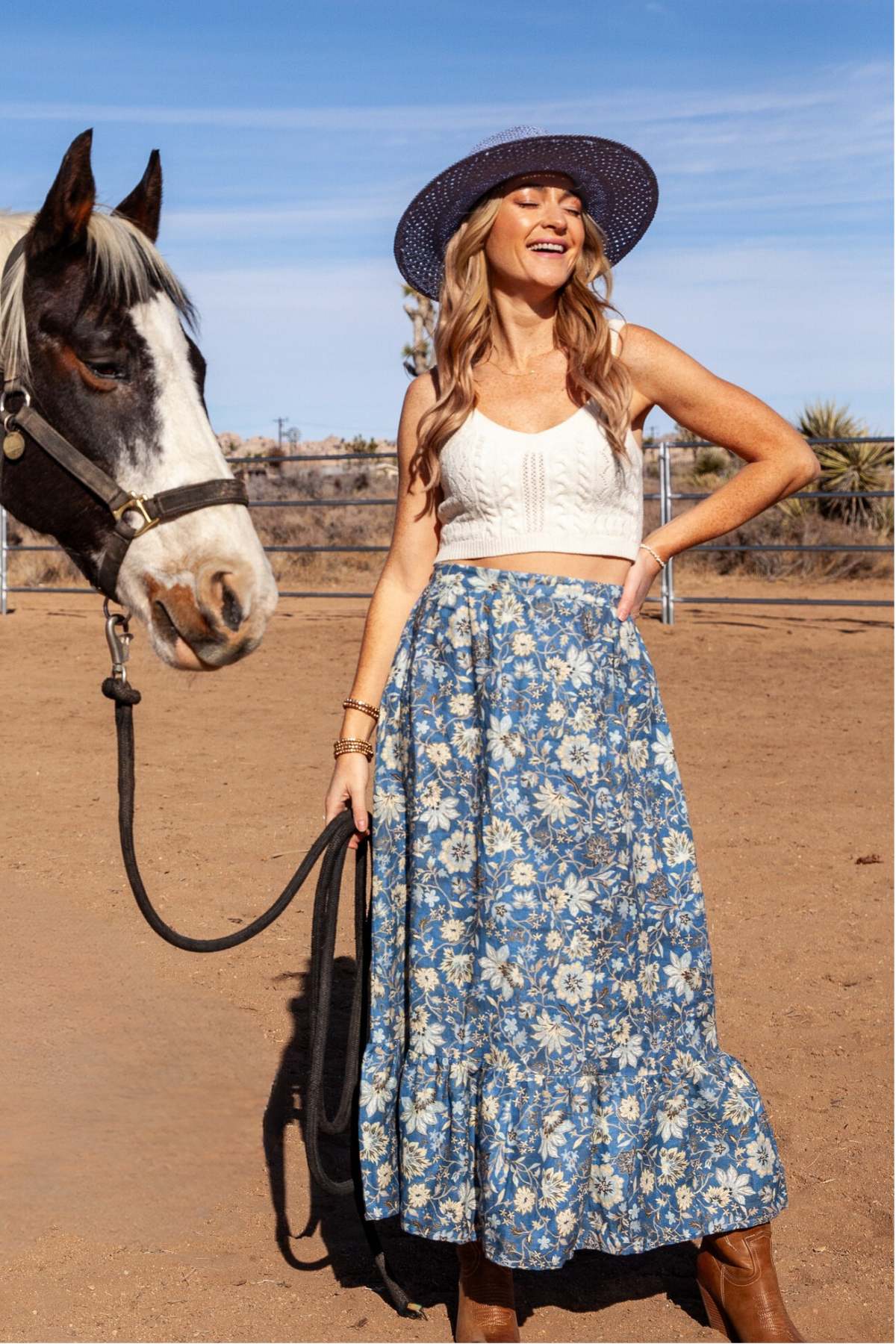 Camilla Set Skirt / Blue Denim Floral